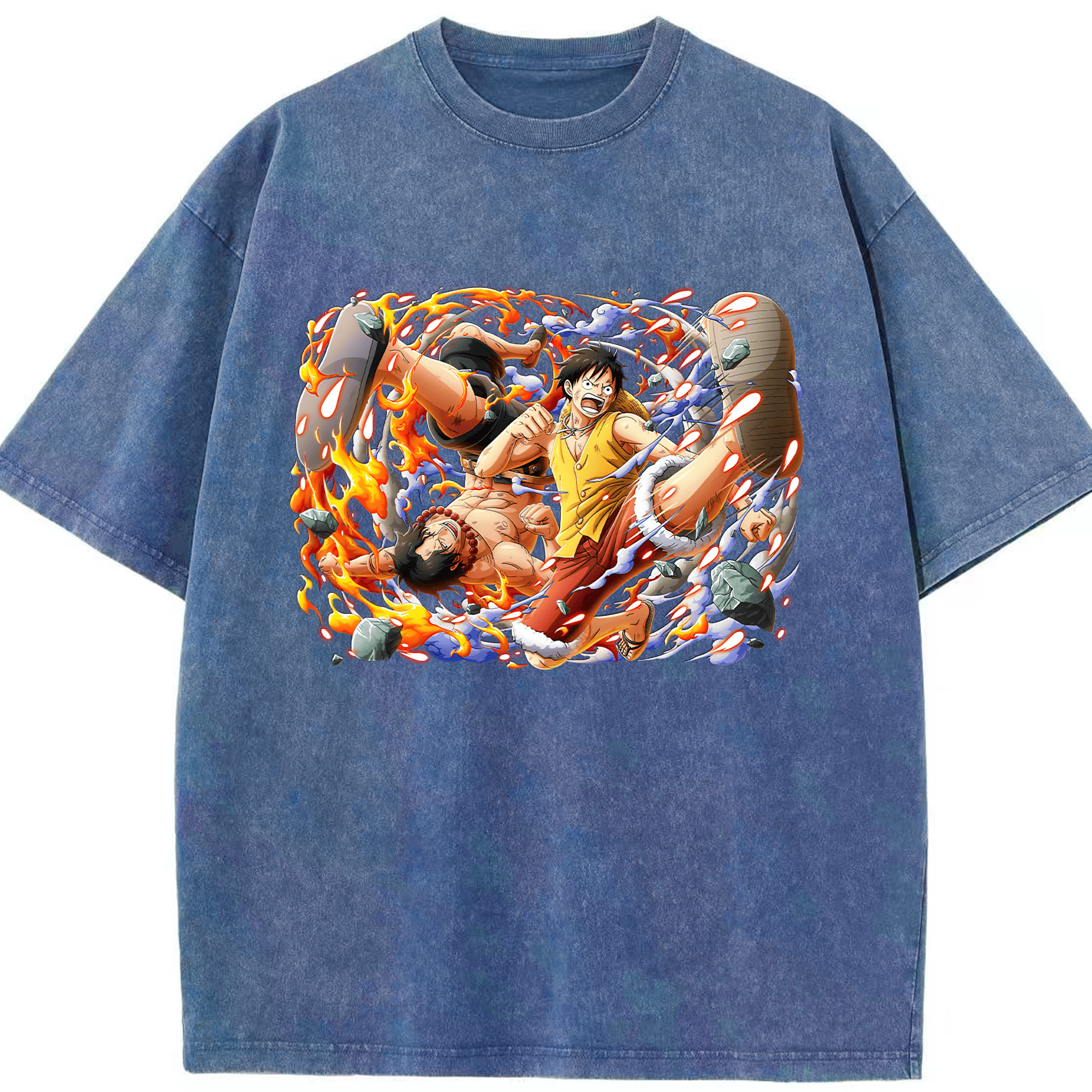 （画像用） ワンピース モンキー・D・ルフィ ONE PIECE Monkey D. Luffy 綿100% ヴィンテージ風 半袖Tシャツ（フロントプリント）