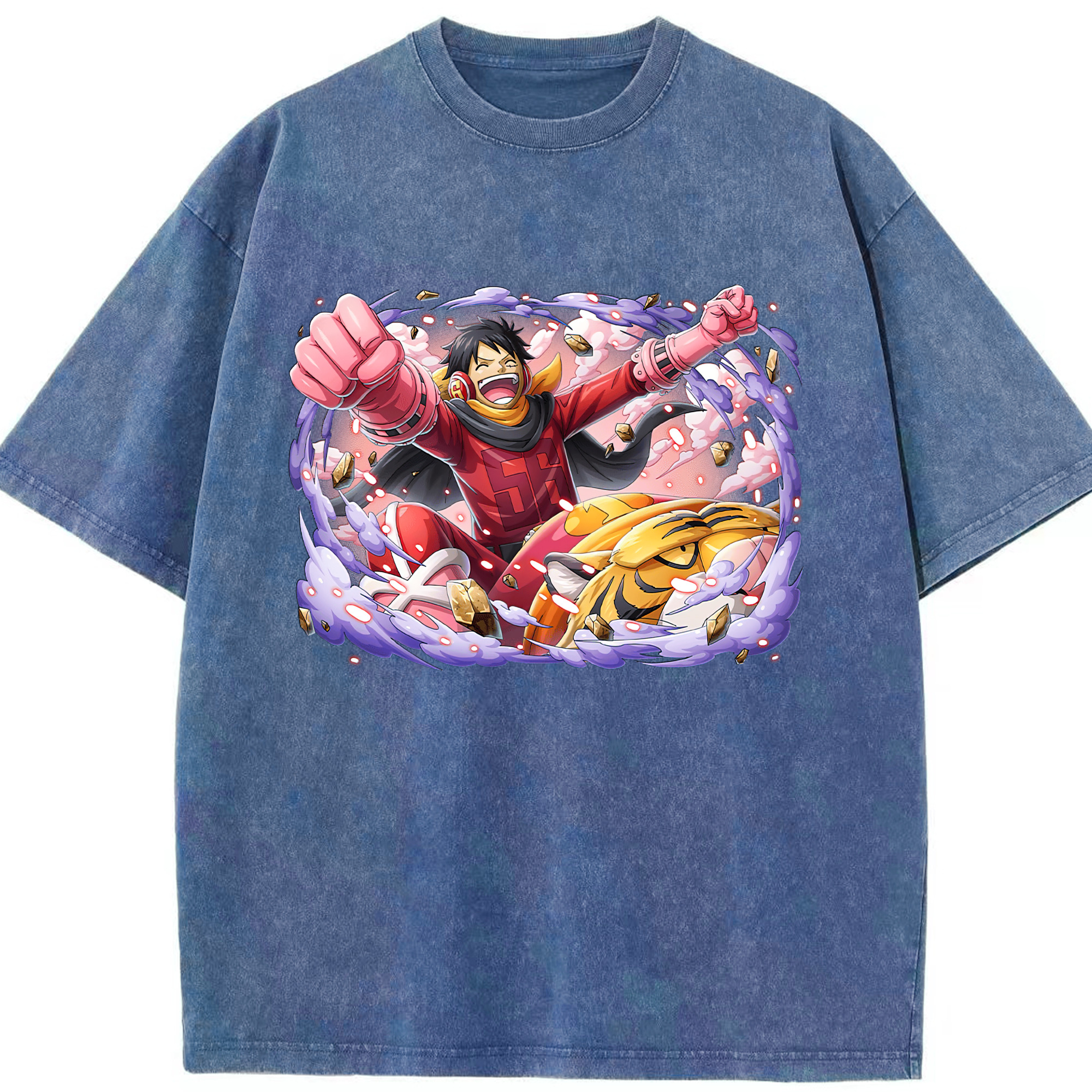 ワンピース モンキー・D・ルフィ ONE PIECE Monkey D. Luffy 綿100% ヴィンテージ風 半袖Tシャツ（フロントプリント）