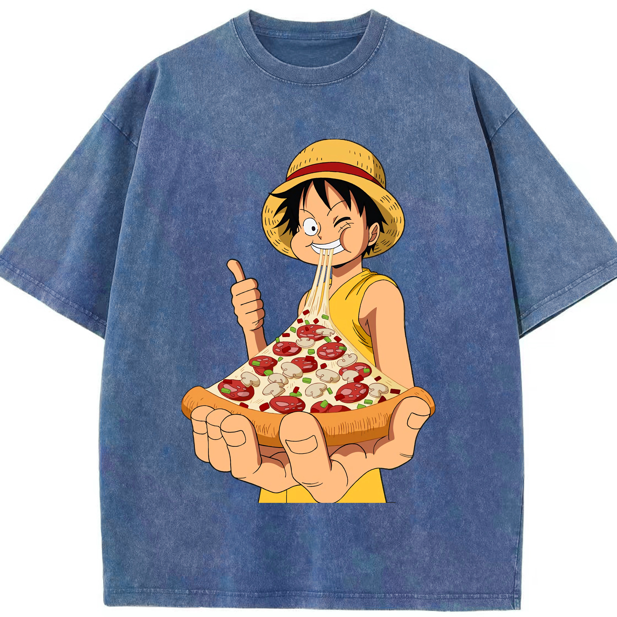 ワンピース モンキー・D・ルフィ ONE PIECE Monkey D. Luffy 綿100% ヴィンテージ風 半袖Tシャツ（フロントプリント）