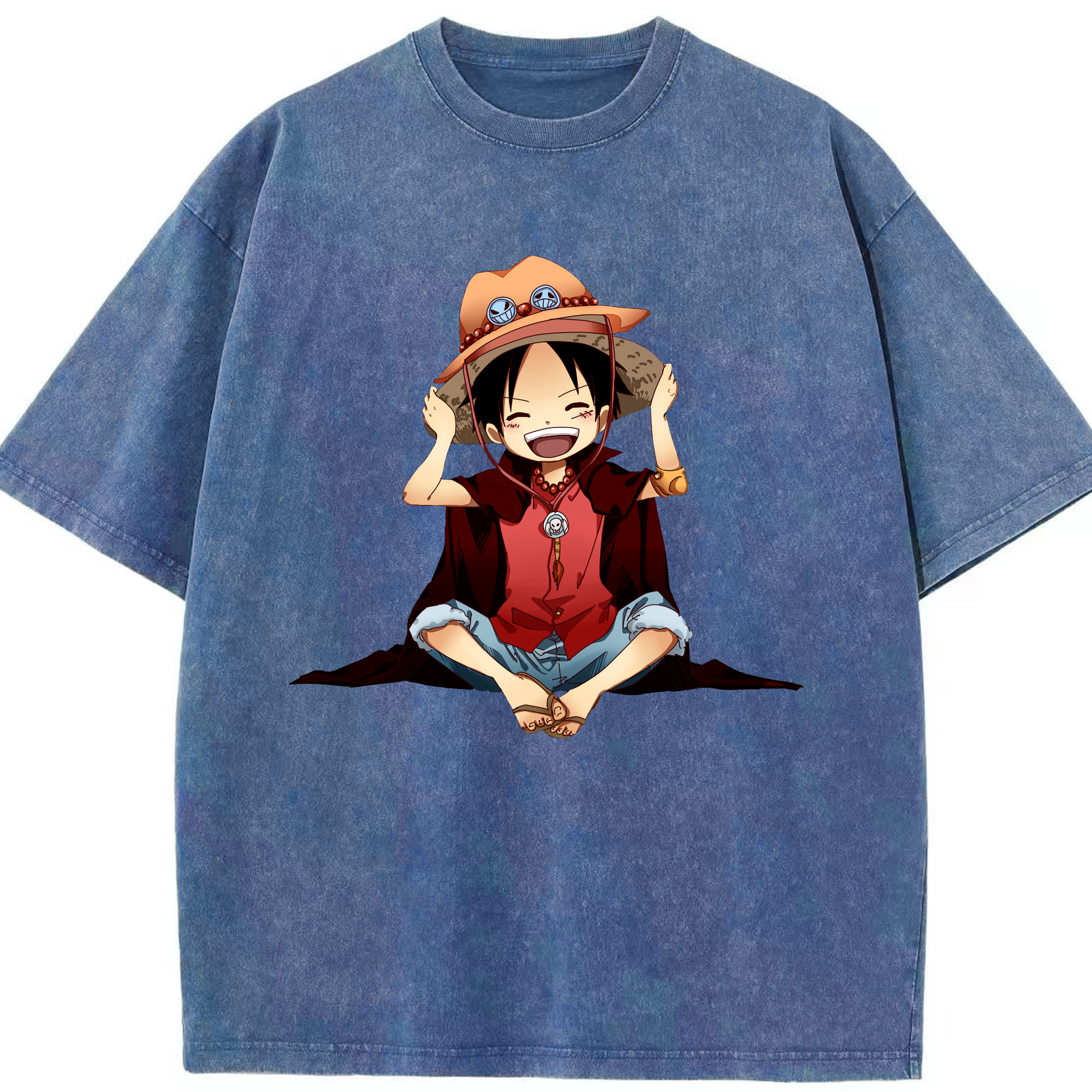 ワンピース モンキー・D・ルフィ ONE PIECE Monkey D. Luffy 綿100% ヴィンテージ風 半袖Tシャツ（フロントプリント）