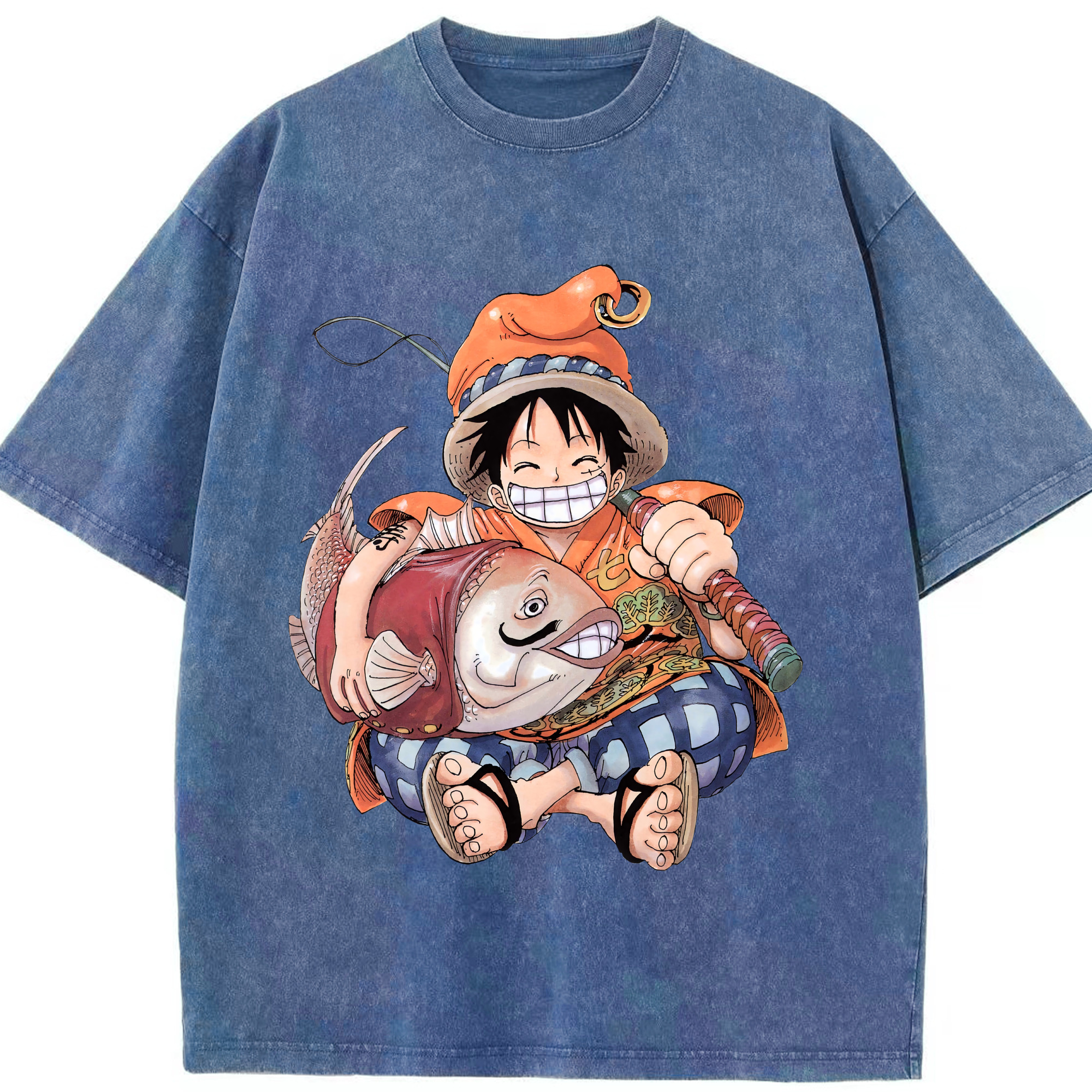 ワンピース モンキー・D・ルフィ ONE PIECE Monkey D. Luffy 綿100% ヴィンテージ風 半袖Tシャツ（フロントプリント）