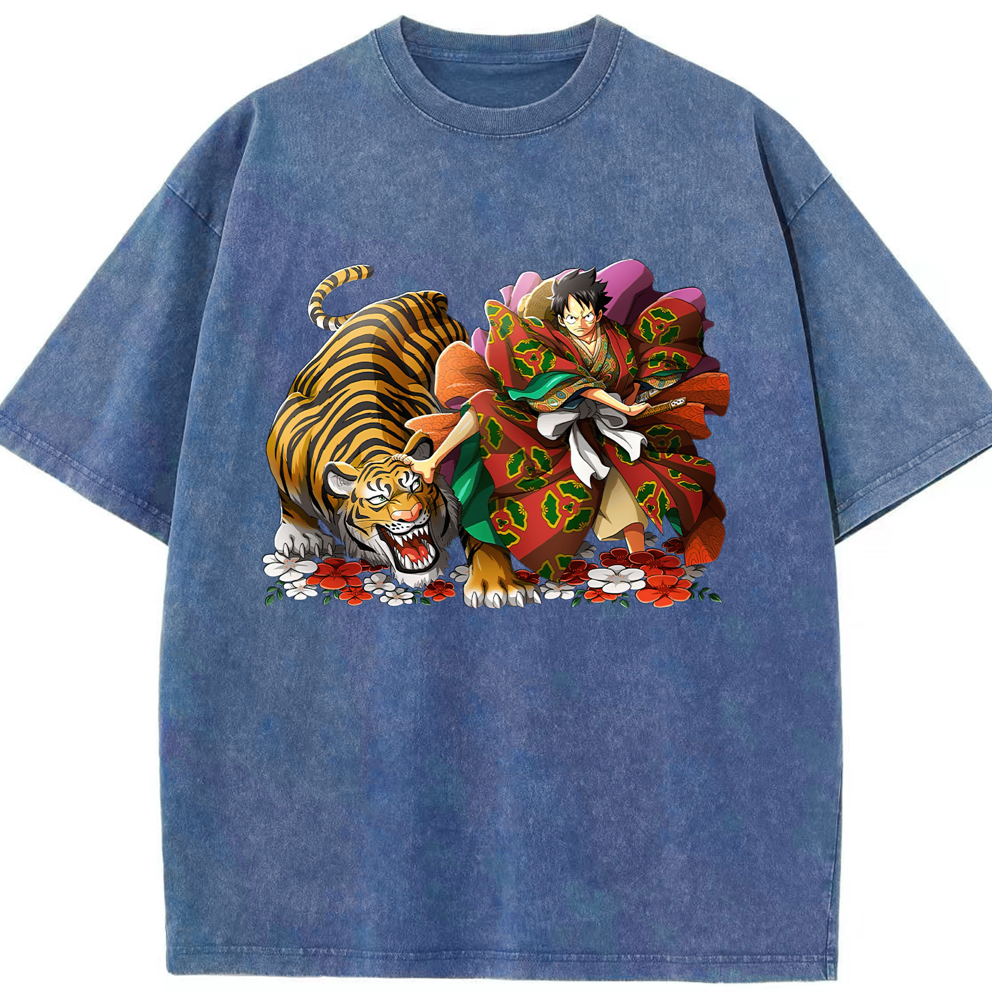 （画像用） ワンピース モンキー・D・ルフィ ONE PIECE Monkey D. Luffy 綿100% ヴィンテージ風 半袖Tシャツ（フロントプリント）