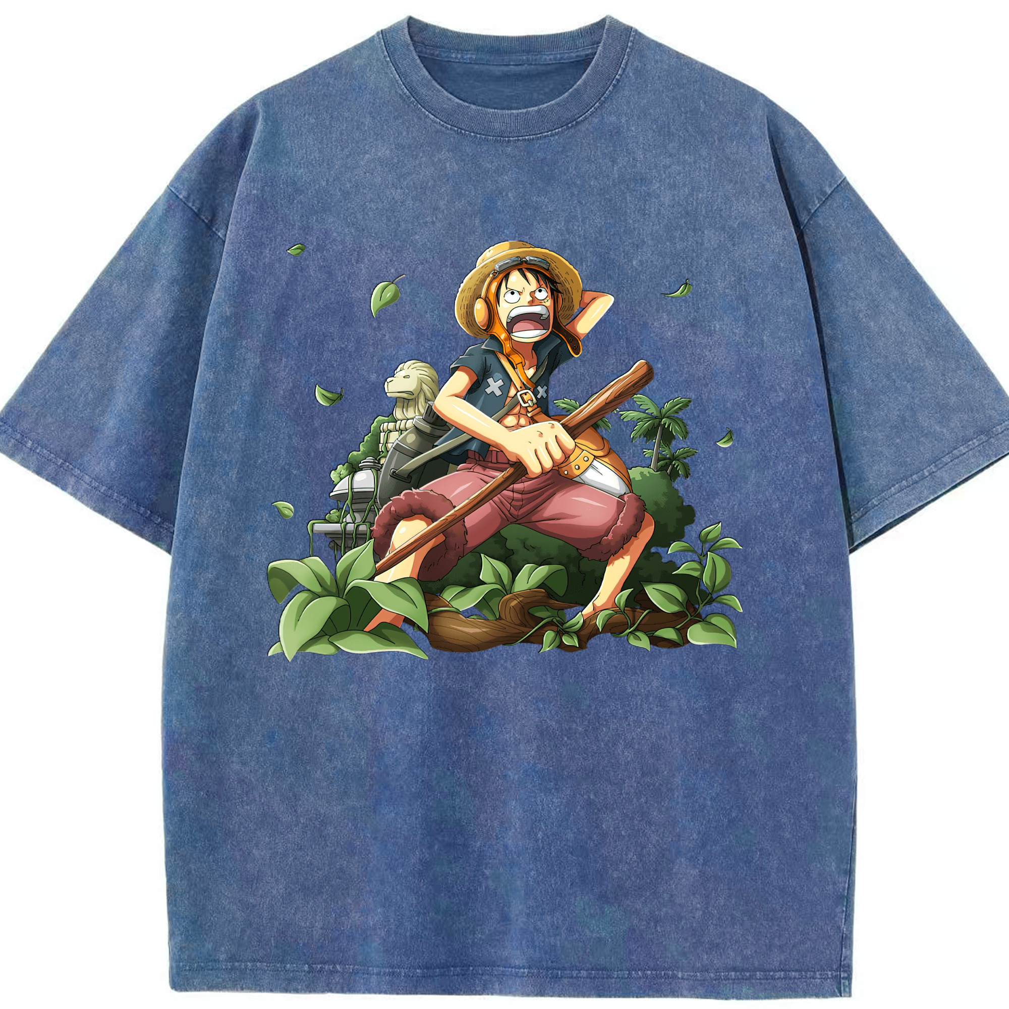 （画像用） ワンピース モンキー・D・ルフィ ONE PIECE Monkey D. Luffy 綿100% ヴィンテージ風 半袖Tシャツ（フロントプリント）