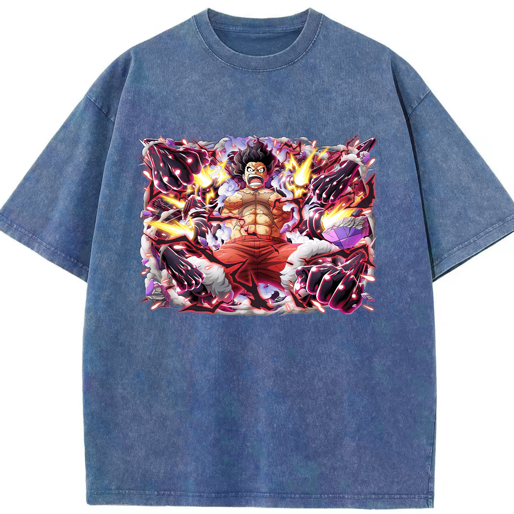 ワンピース モンキー・D・ルフィ ONE PIECE Monkey D. Luffy 綿100% ヴィンテージ風 半袖Tシャツ（フロントプリント）