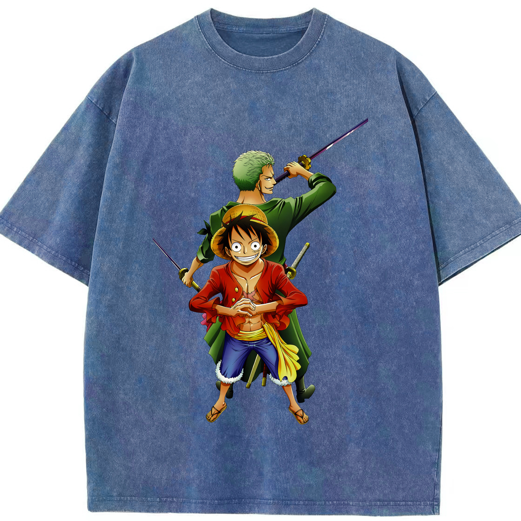 ワンピース モンキー・D・ルフィ ONE PIECE Monkey D. Luffy 綿100% ヴィンテージ風 半袖Tシャツ（フロントプリント）