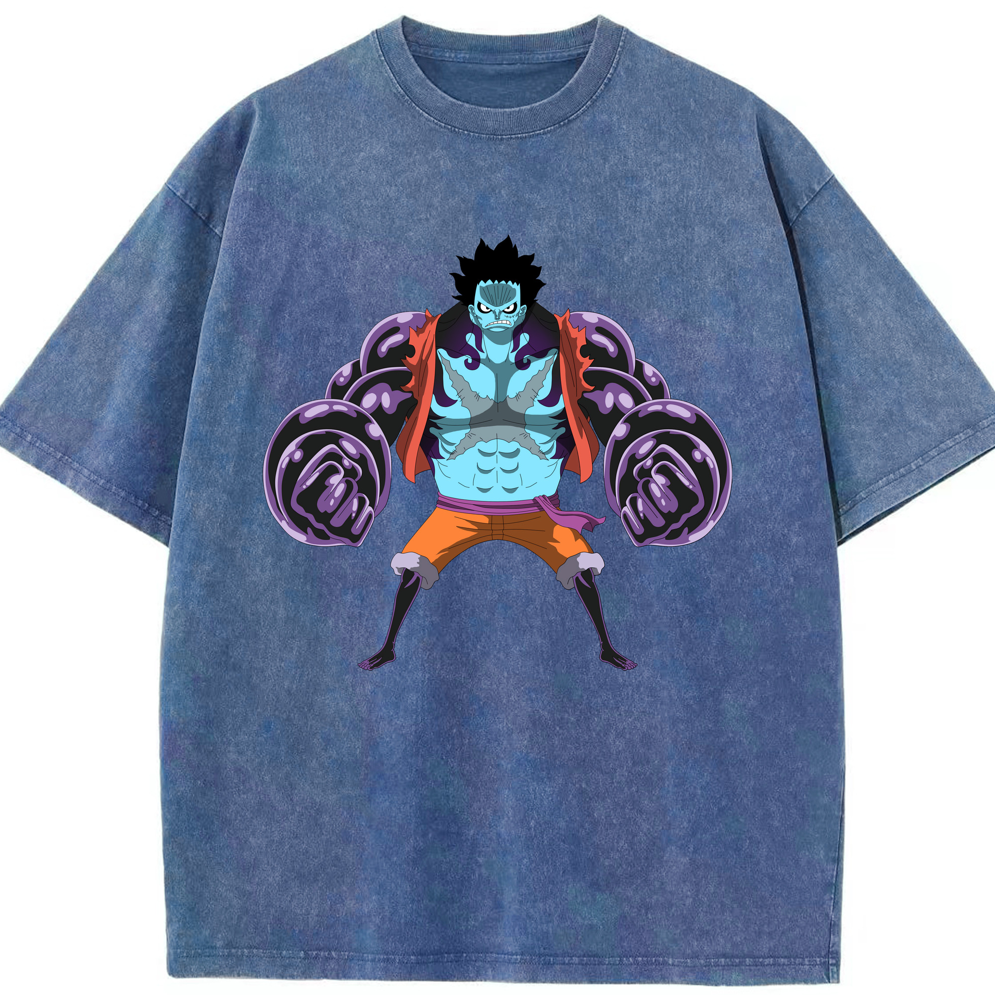 ワンピース モンキー・D・ルフィ ONE PIECE Monkey D. Luffy 綿100% ヴィンテージ風 半袖Tシャツ（フロントプリント）