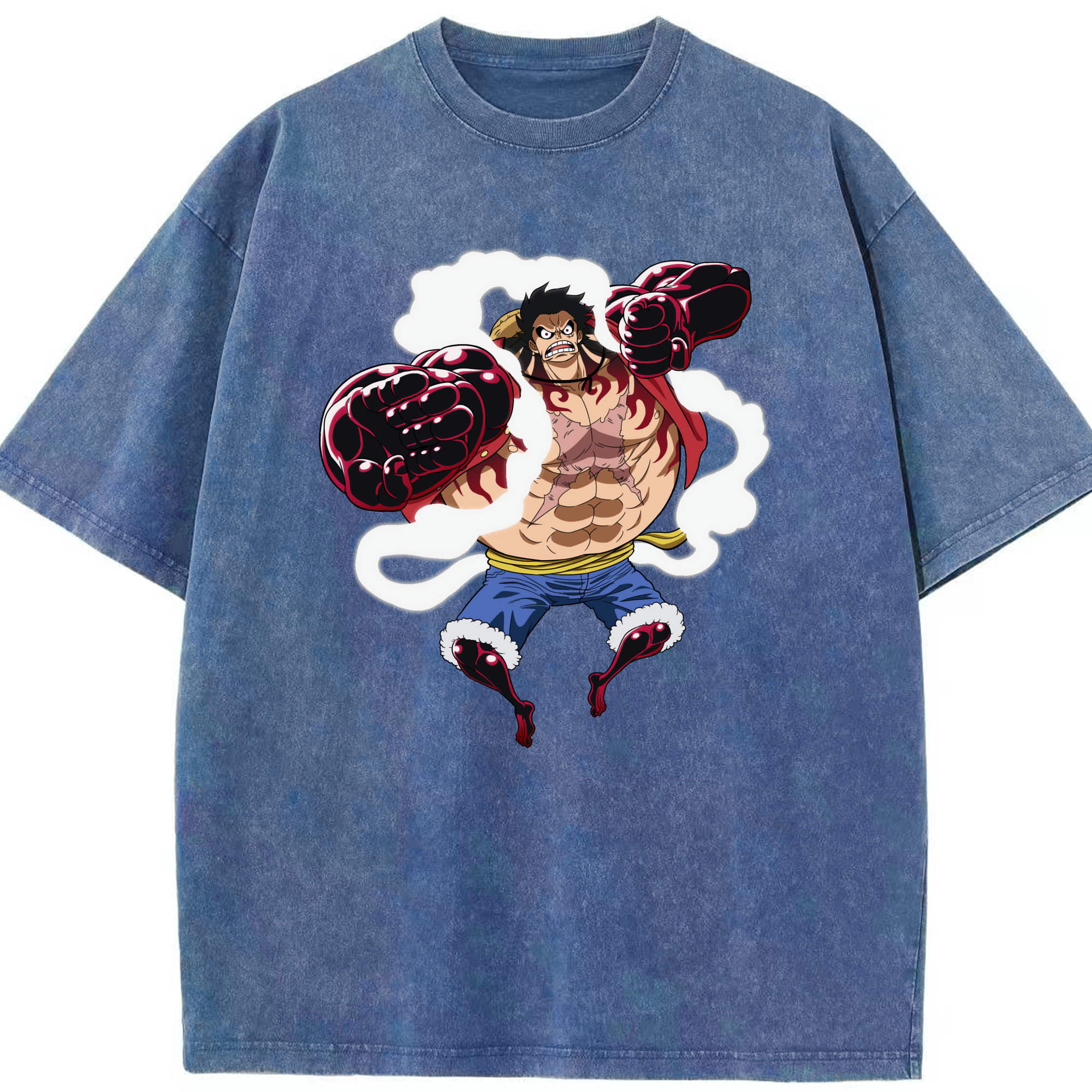 ワンピース モンキー・D・ルフィ ONE PIECE Monkey D. Luffy 綿100% ヴィンテージ風 半袖Tシャツ（フロントプリント）