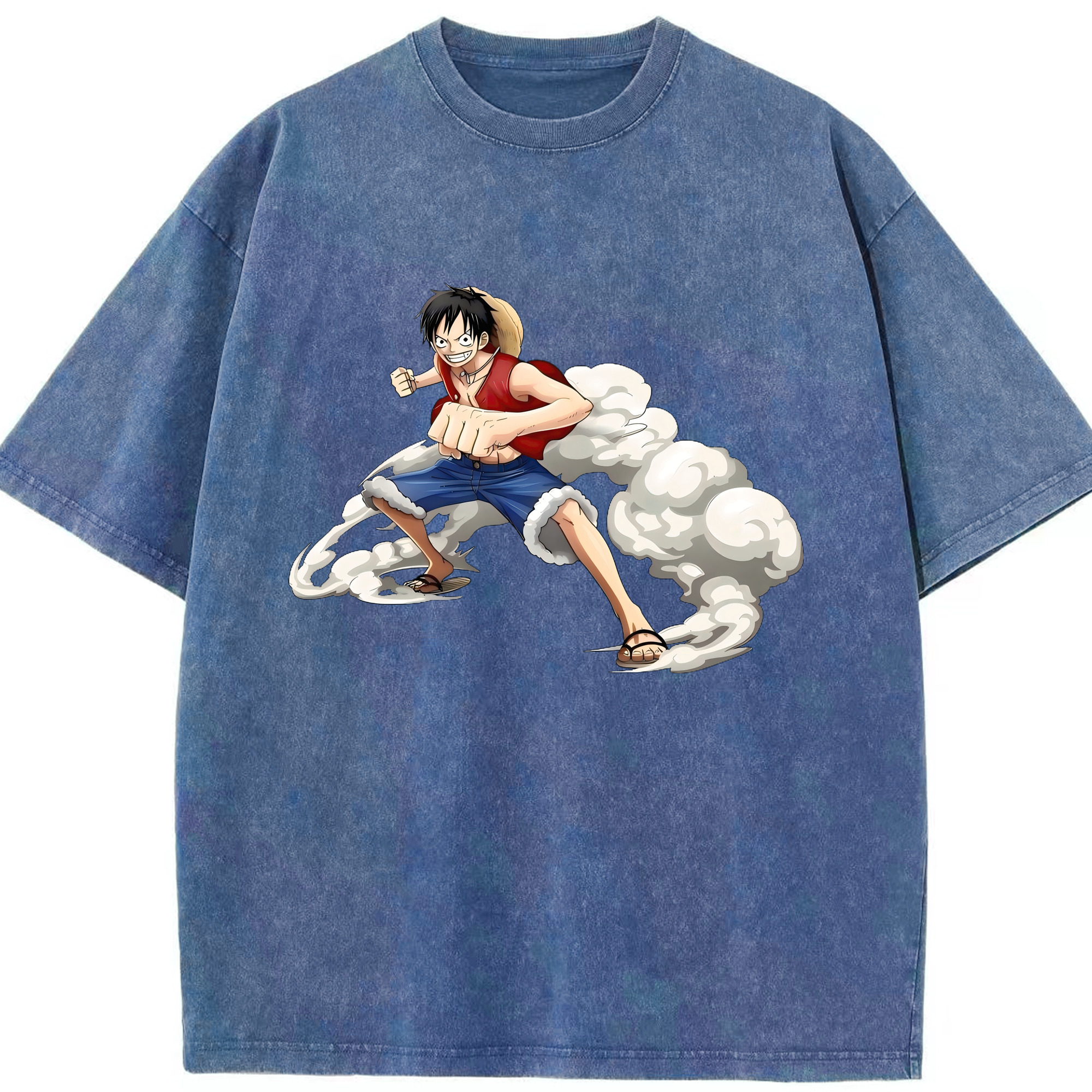 （画像用） ワンピース モンキー・D・ルフィ ONE PIECE Monkey D. Luffy 綿100% ヴィンテージ風 半袖Tシャツ（フロントプリント）