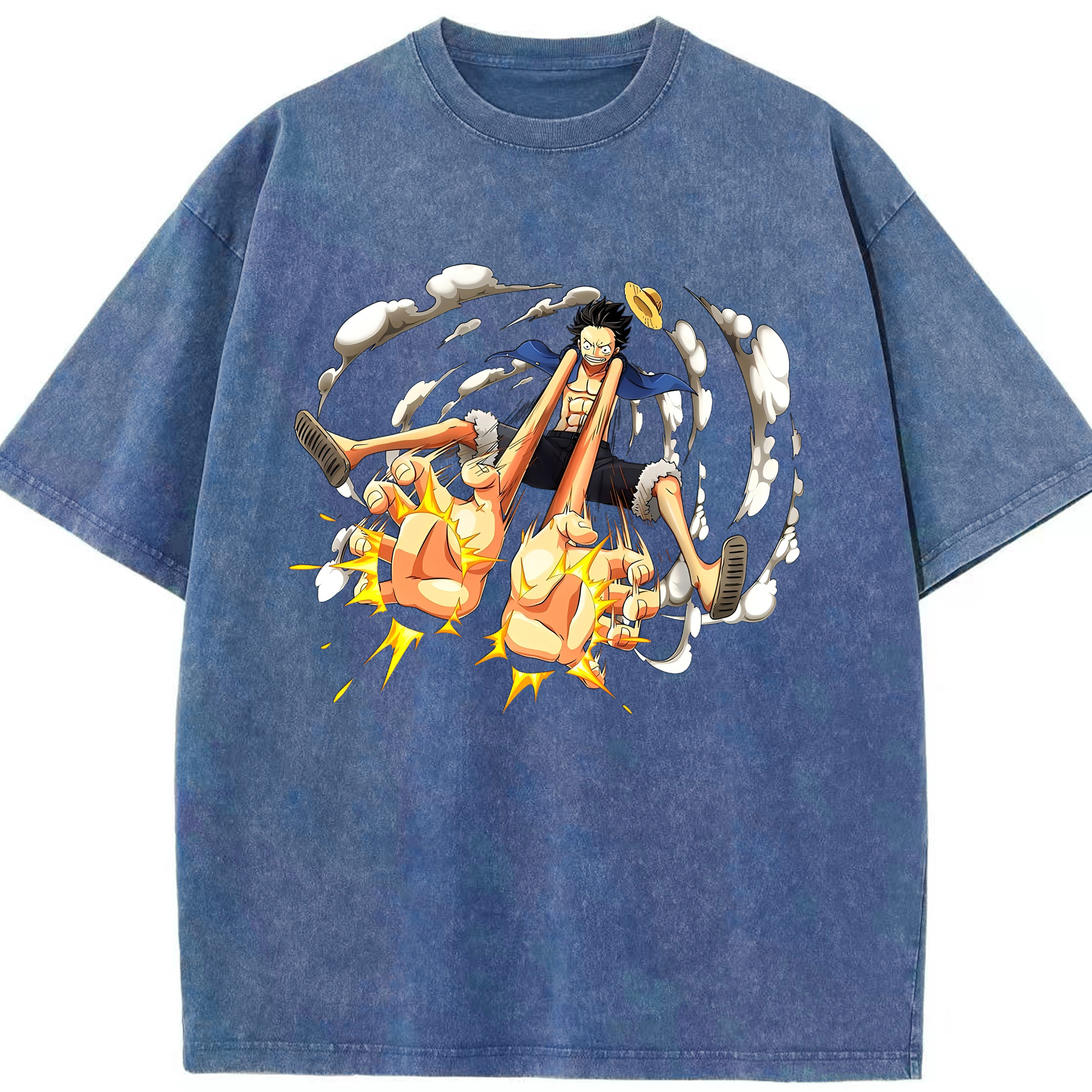 （画像用） ワンピース モンキー・D・ルフィ ONE PIECE Monkey D. Luffy 綿100% ヴィンテージ風 半袖Tシャツ（フロントプリント）