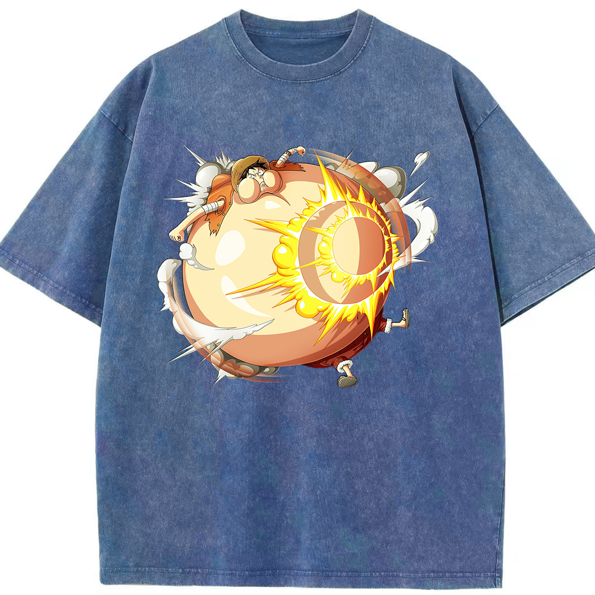 （画像用） ワンピース モンキー・D・ルフィ ONE PIECE Monkey D. Luffy 綿100% ヴィンテージ風 半袖Tシャツ（フロントプリント）