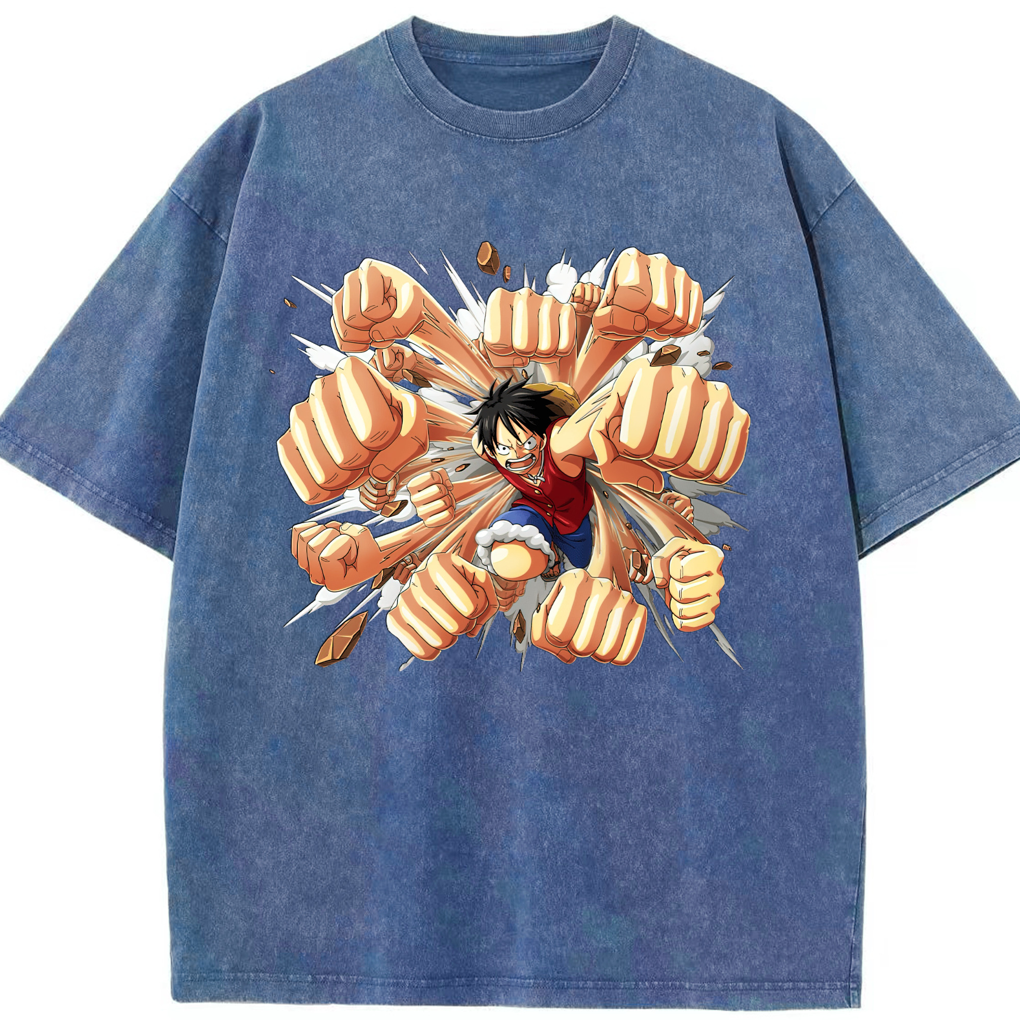（画像用） ワンピース モンキー・D・ルフィ ONE PIECE Monkey D. Luffy 綿100% ヴィンテージ風 半袖Tシャツ（フロントプリント）