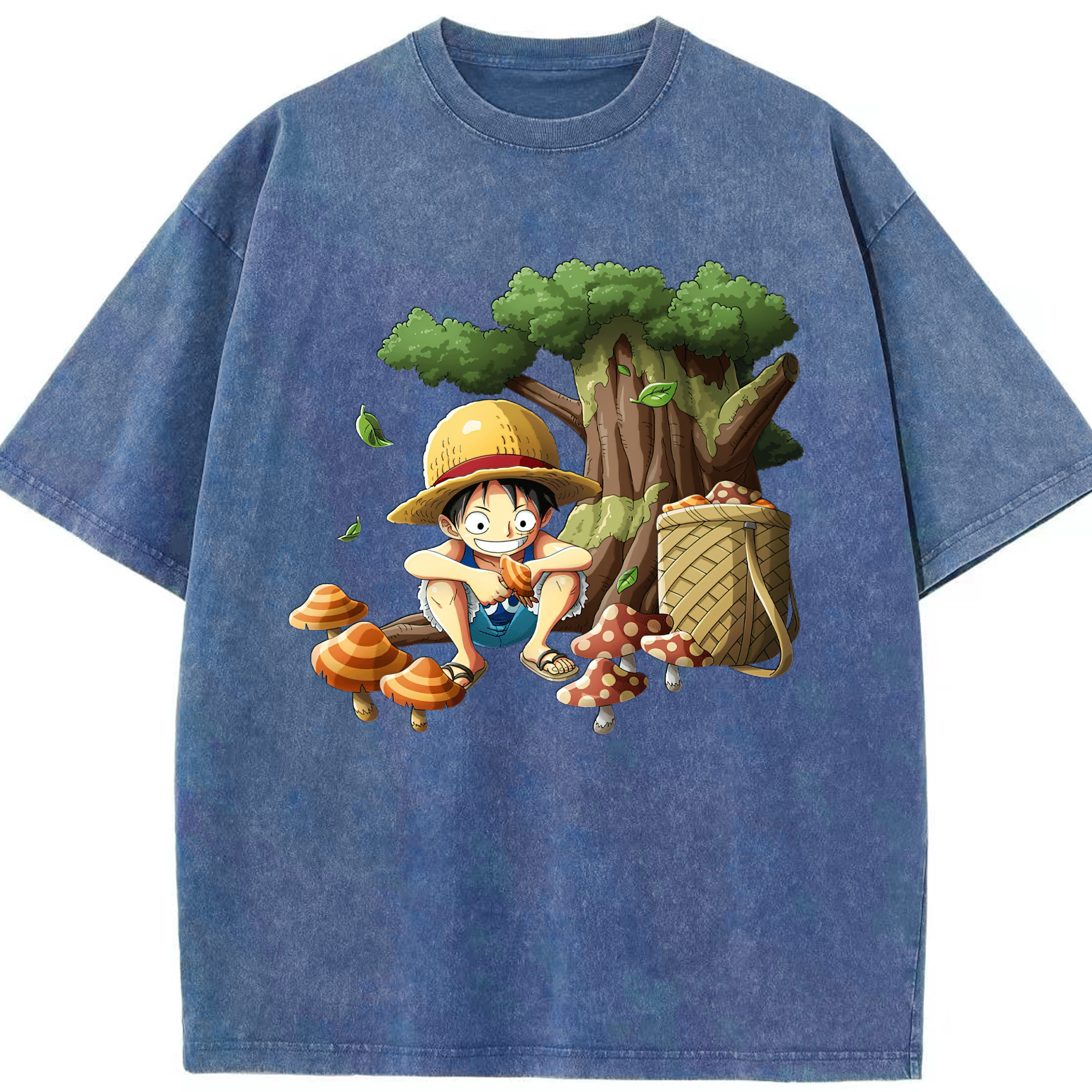 （画像用） ワンピース モンキー・D・ルフィ ONE PIECE Monkey D. Luffy 綿100% ヴィンテージ風 半袖Tシャツ（フロントプリント）