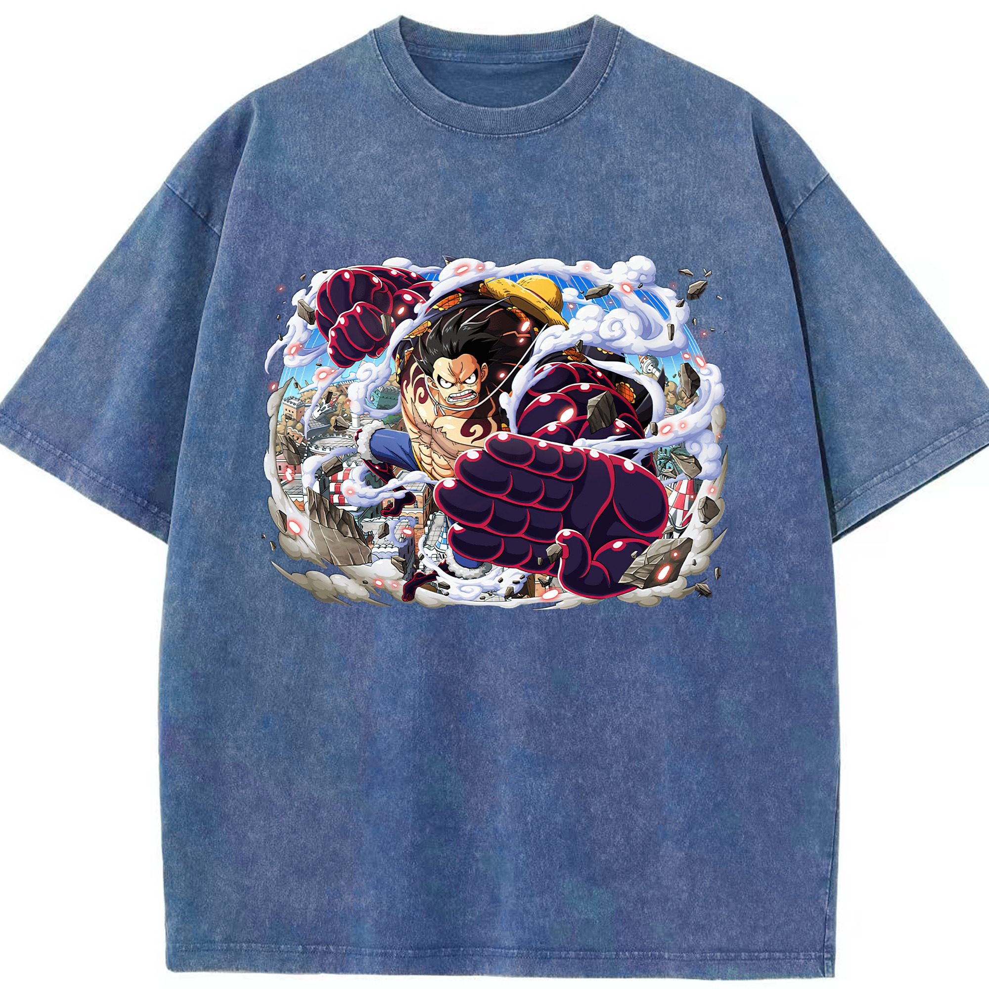 ワンピース モンキー・D・ルフィ ONE PIECE Monkey D. Luffy 綿100% ヴィンテージ風 半袖Tシャツ（フロントプリント）