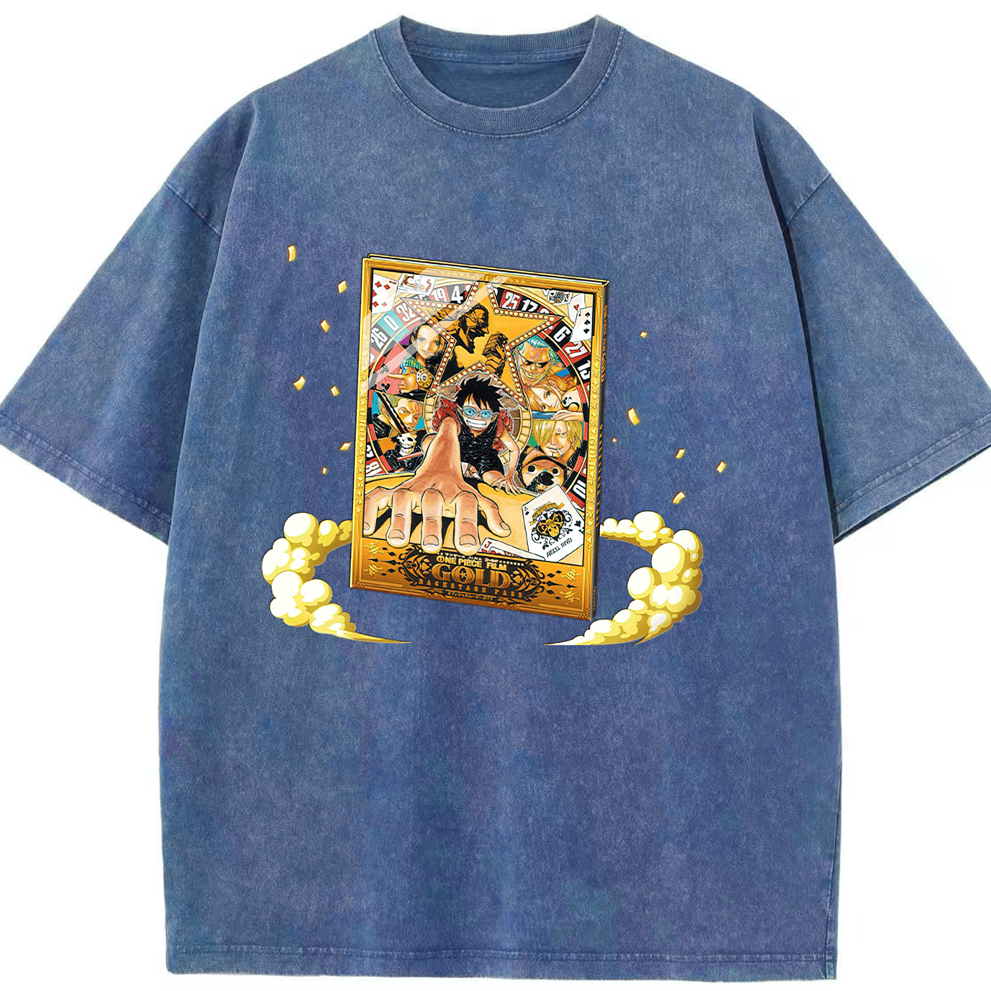 ワンピース モンキー・D・ルフィ ONE PIECE Monkey D. Luffy 綿100% ヴィンテージ風 半袖Tシャツ（フロントプリント）