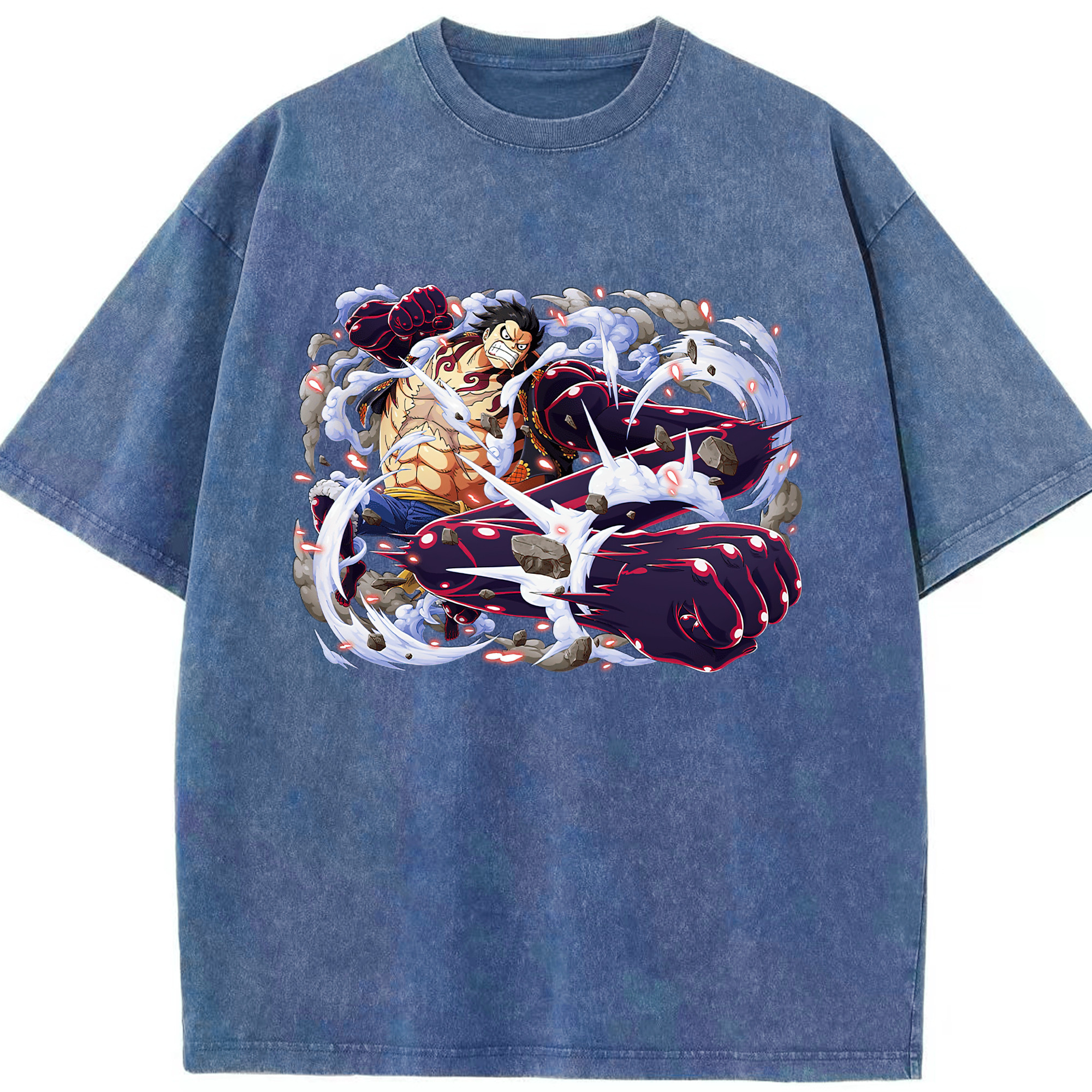ワンピース モンキー・D・ルフィ ONE PIECE Monkey D. Luffy 綿100% ヴィンテージ風 半袖Tシャツ（フロントプリント）