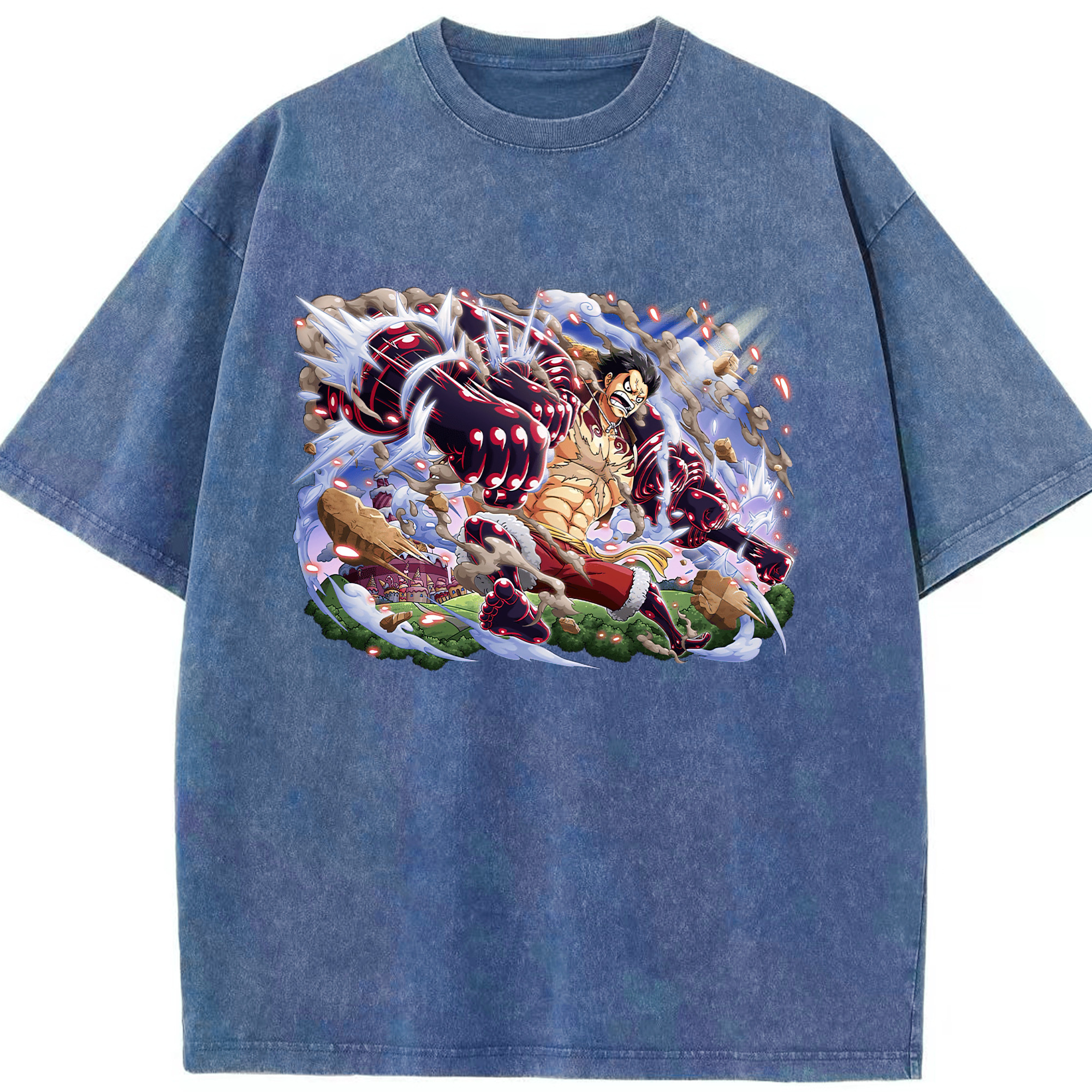ワンピース モンキー・D・ルフィ ONE PIECE Monkey D. Luffy 綿100% ヴィンテージ風 半袖Tシャツ（フロントプリント）