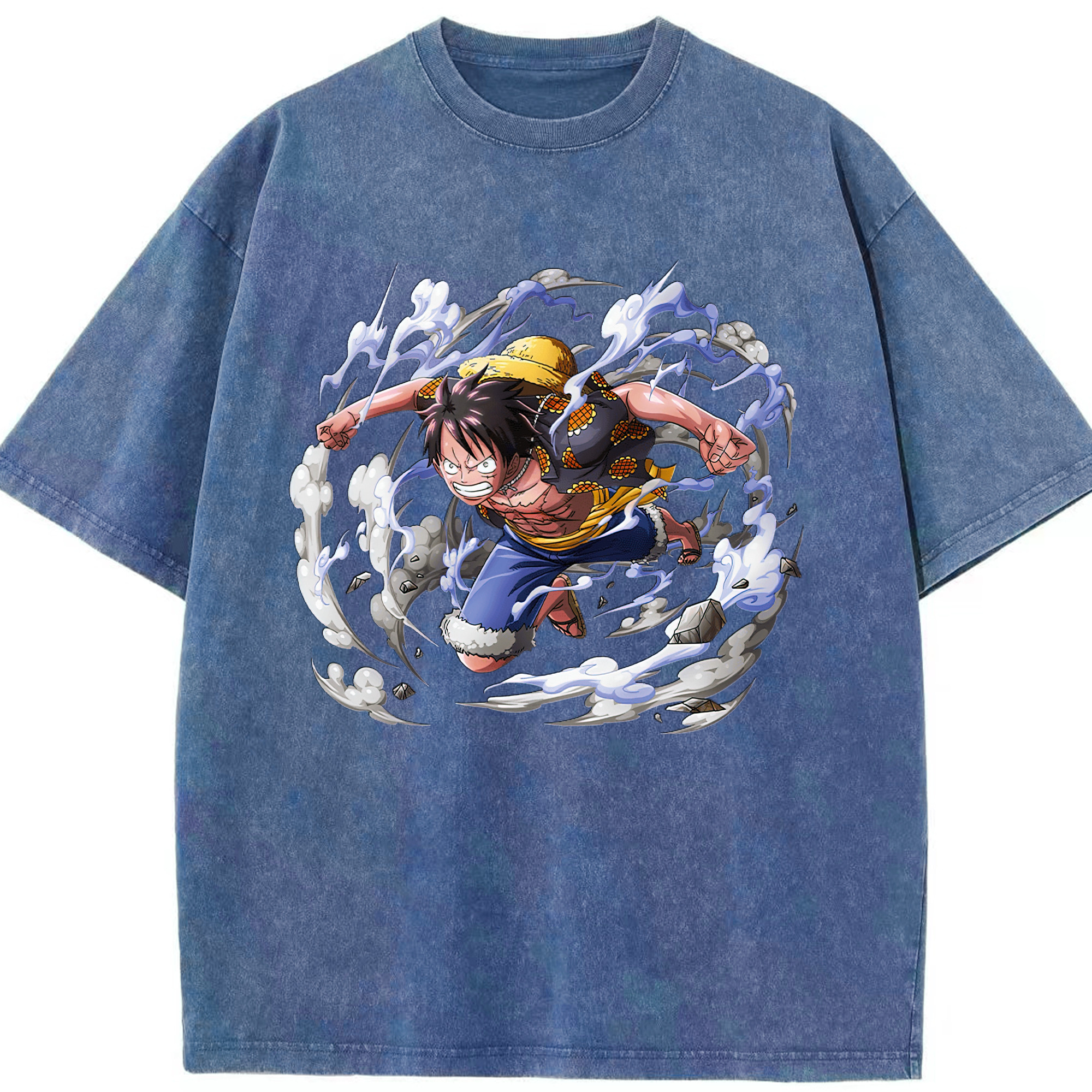 ワンピース モンキー・D・ルフィ ONE PIECE Monkey D. Luffy 綿100% ヴィンテージ風 半袖Tシャツ（フロントプリント）