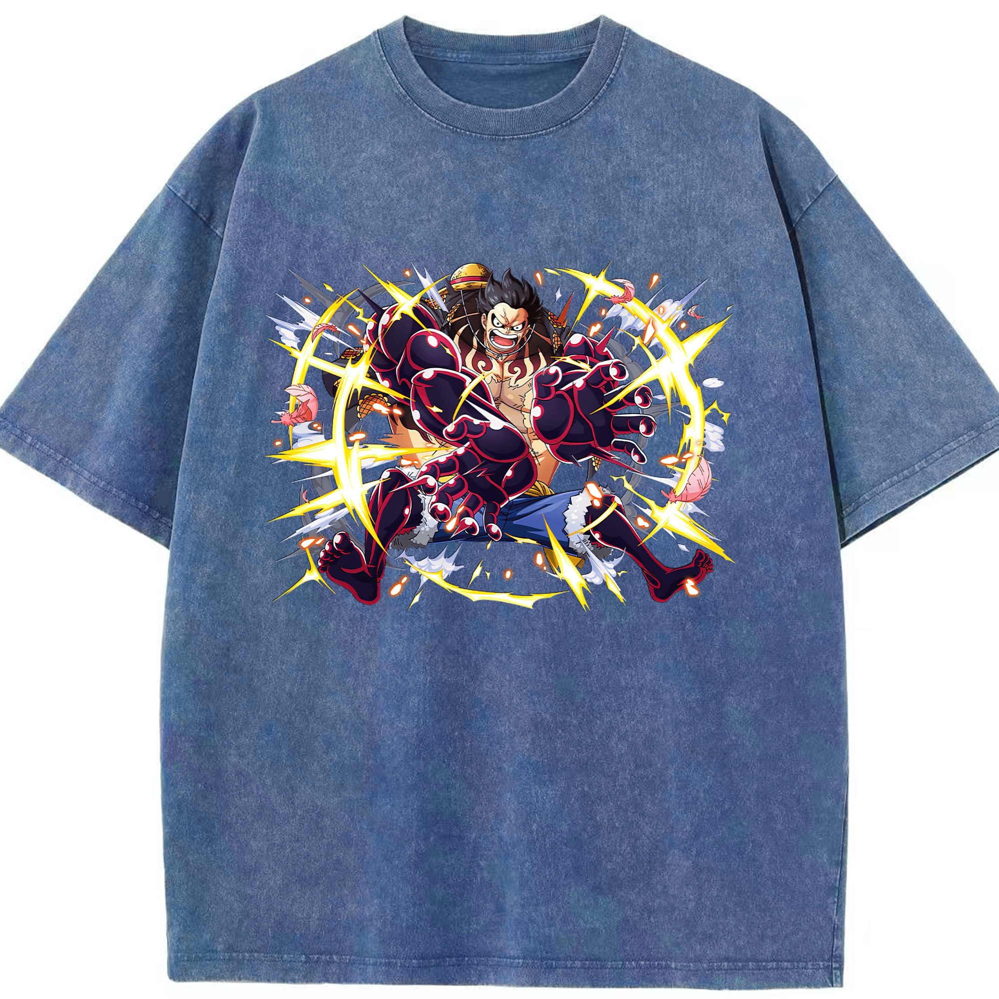 ワンピース モンキー・D・ルフィ ONE PIECE Monkey D. Luffy 綿100% ヴィンテージ風 半袖Tシャツ（フロントプリント）