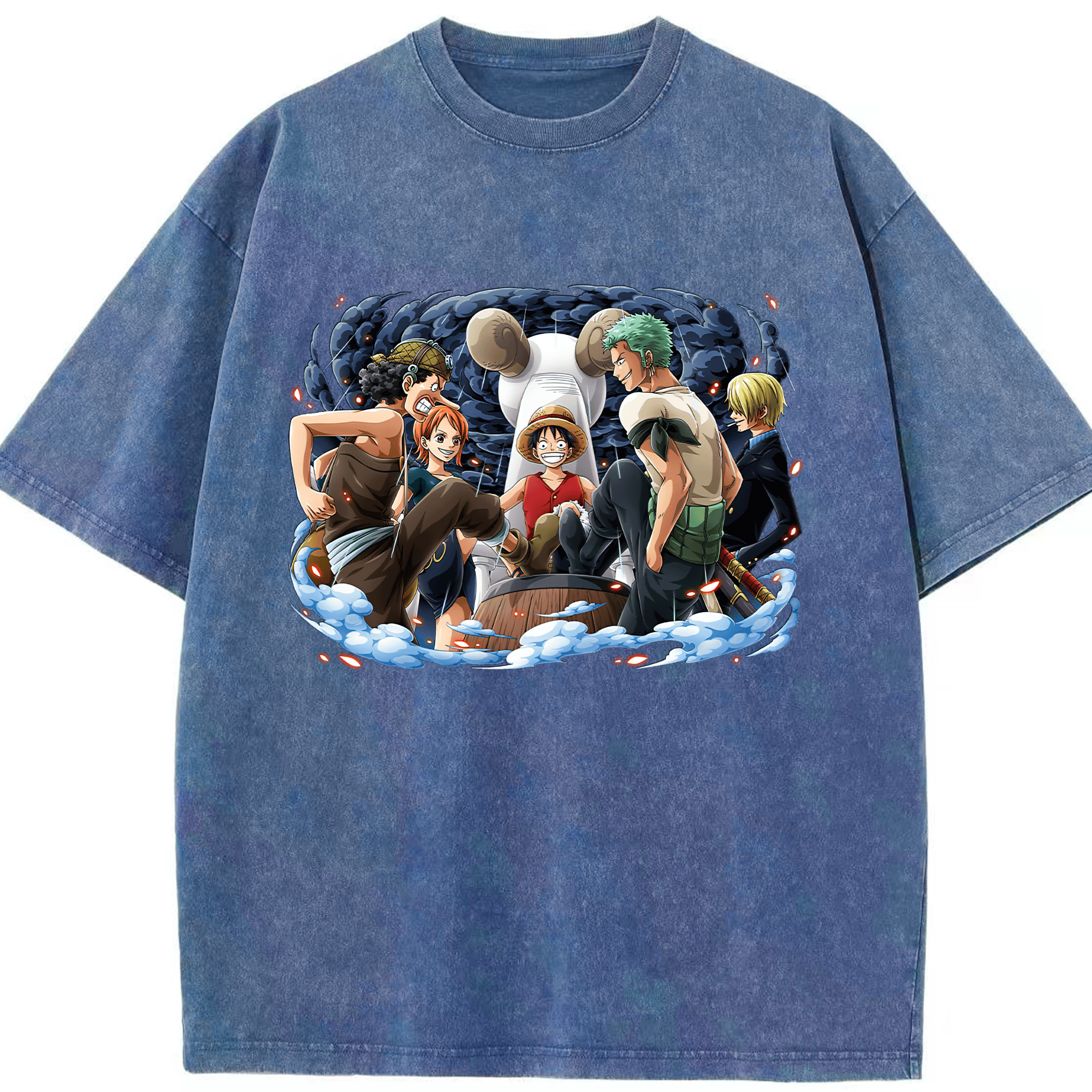 ワンピース モンキー・D・ルフィ ONE PIECE Monkey D. Luffy 綿100% ヴィンテージ風 半袖Tシャツ（フロントプリント）