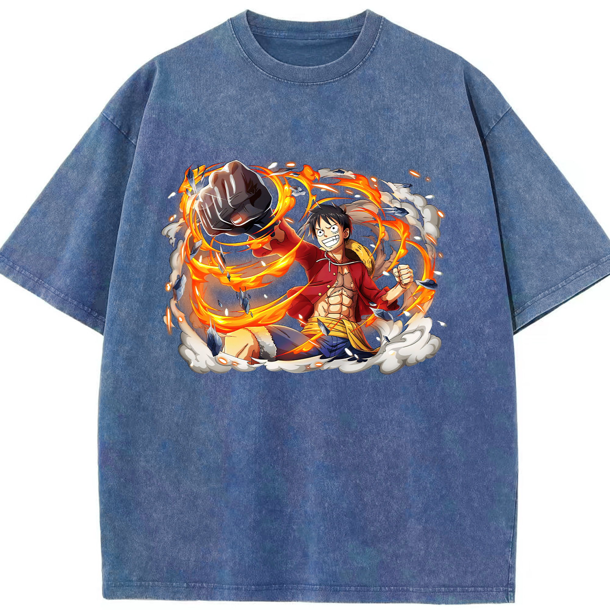 ワンピース モンキー・D・ルフィ ONE PIECE Monkey D. Luffy 綿100% ヴィンテージ風 半袖Tシャツ（フロントプリント）
