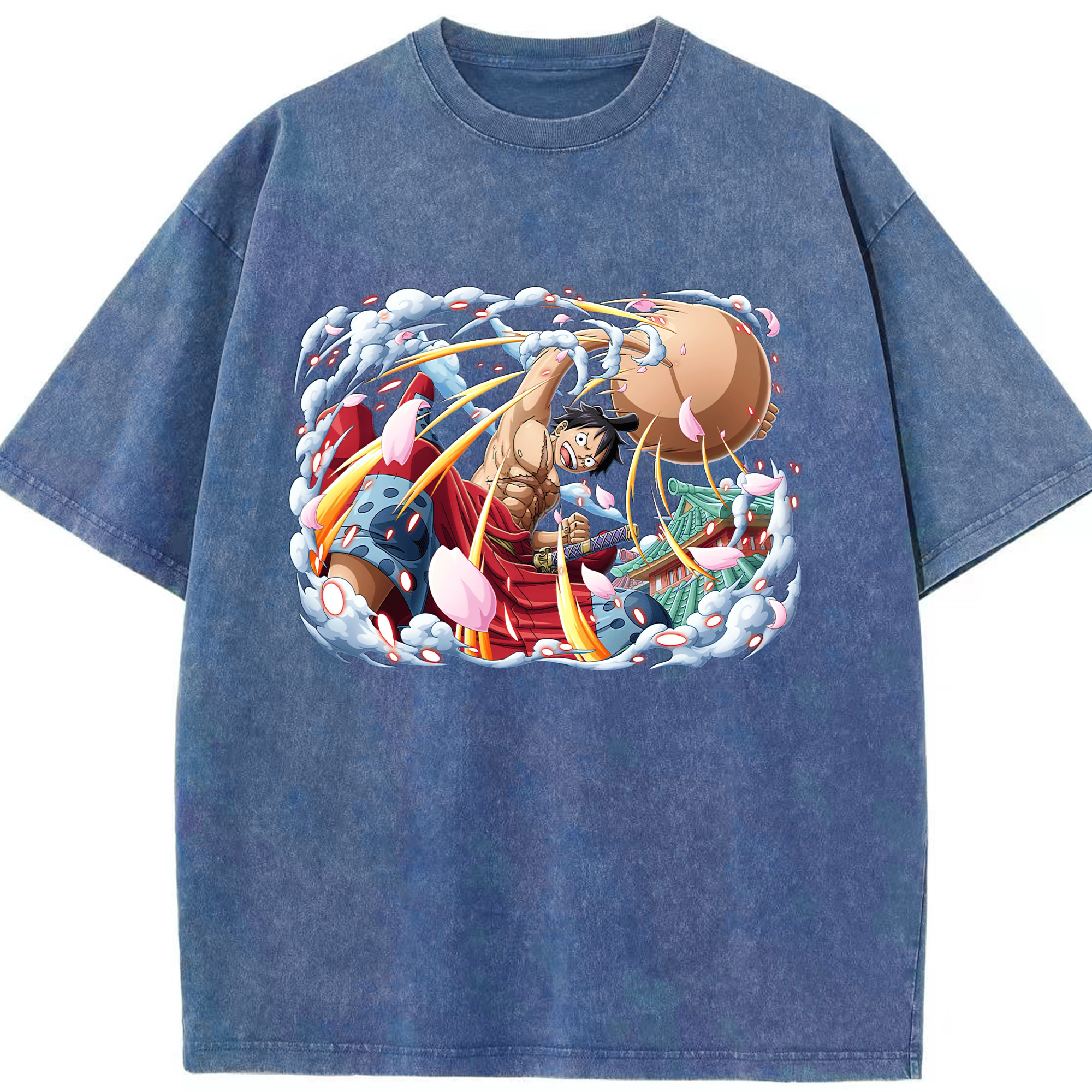 ワンピース モンキー・D・ルフィ ONE PIECE Monkey D. Luffy 綿100% ヴィンテージ風 半袖Tシャツ（フロントプリント）