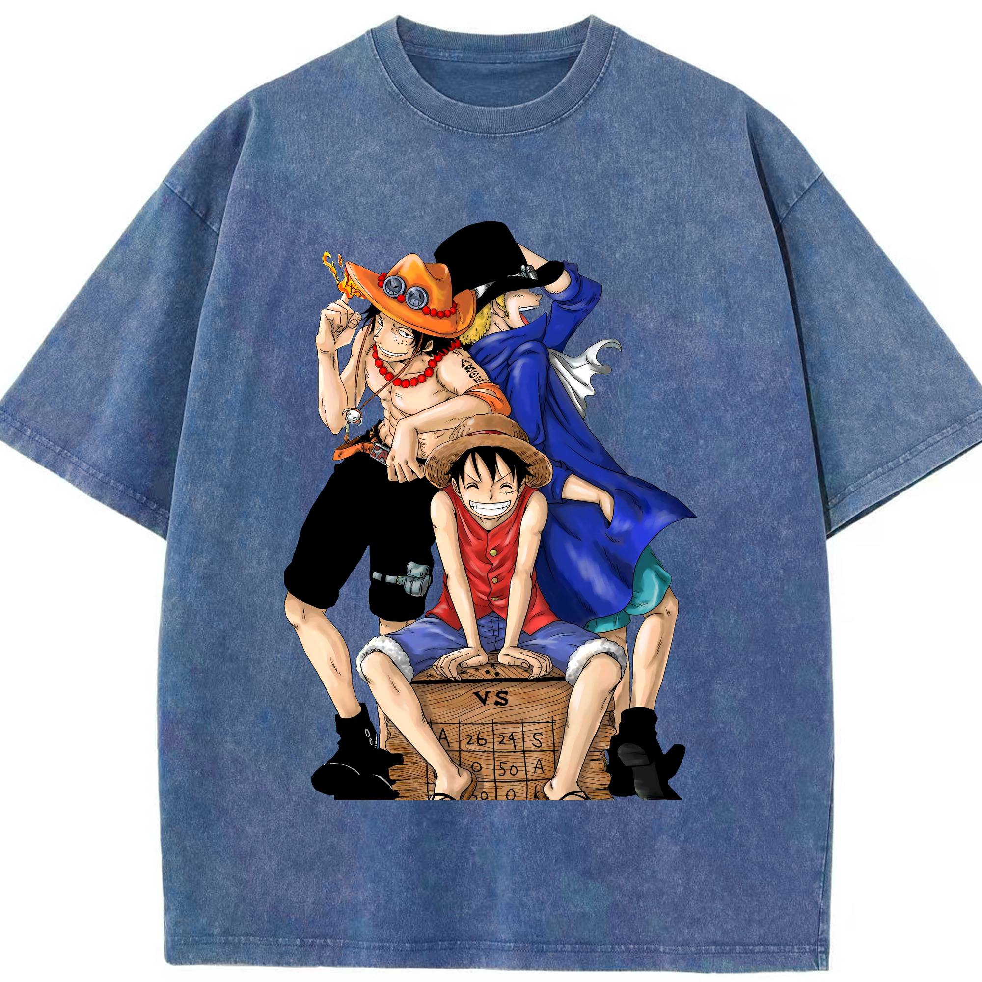 ワンピース モンキー・D・ルフィ ONE PIECE Monkey D. Luffy 綿100% ヴィンテージ風 半袖Tシャツ（フロントプリント）