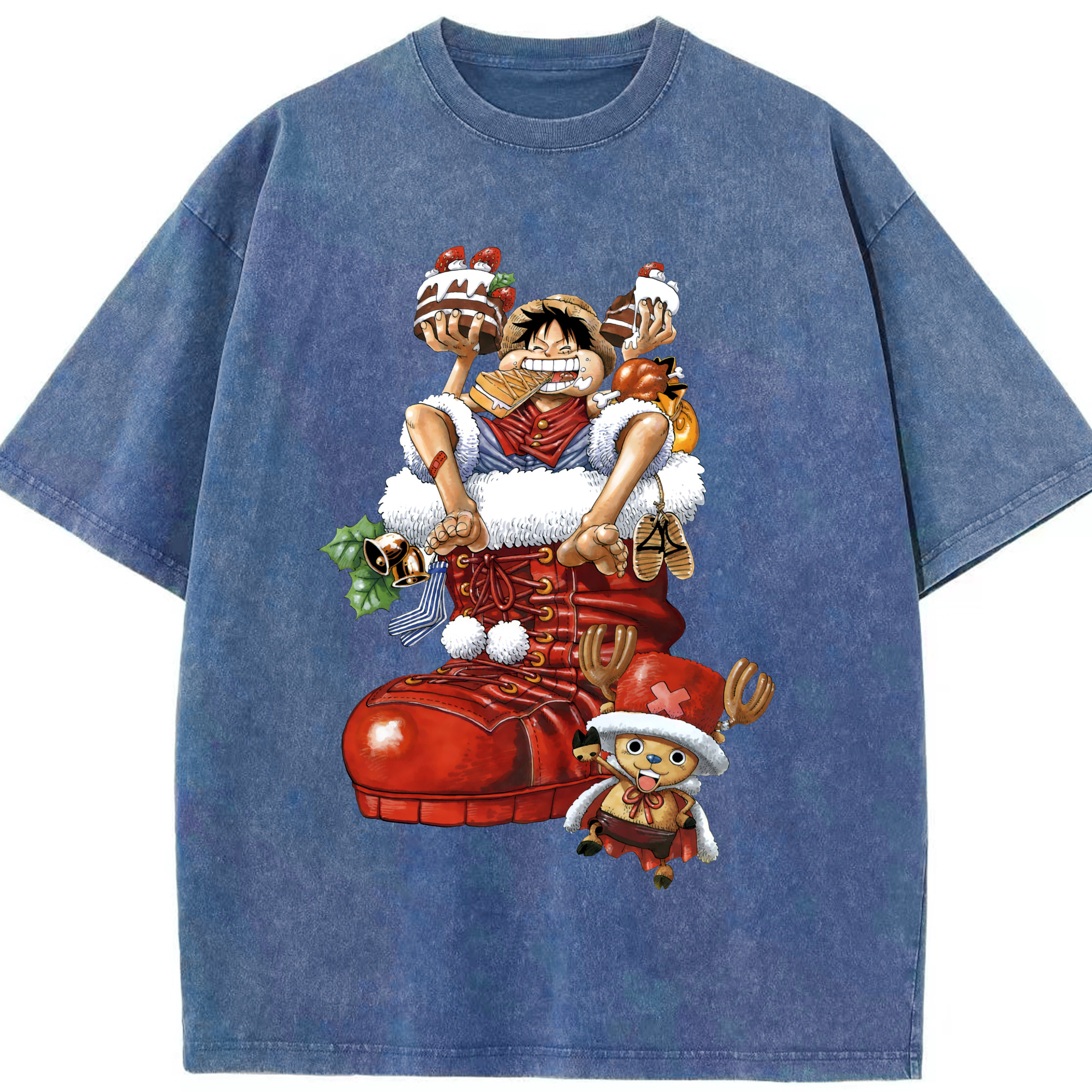 ワンピース モンキー・D・ルフィ ONE PIECE Monkey D. Luffy 綿100% ヴィンテージ風 半袖Tシャツ（フロントプリント）