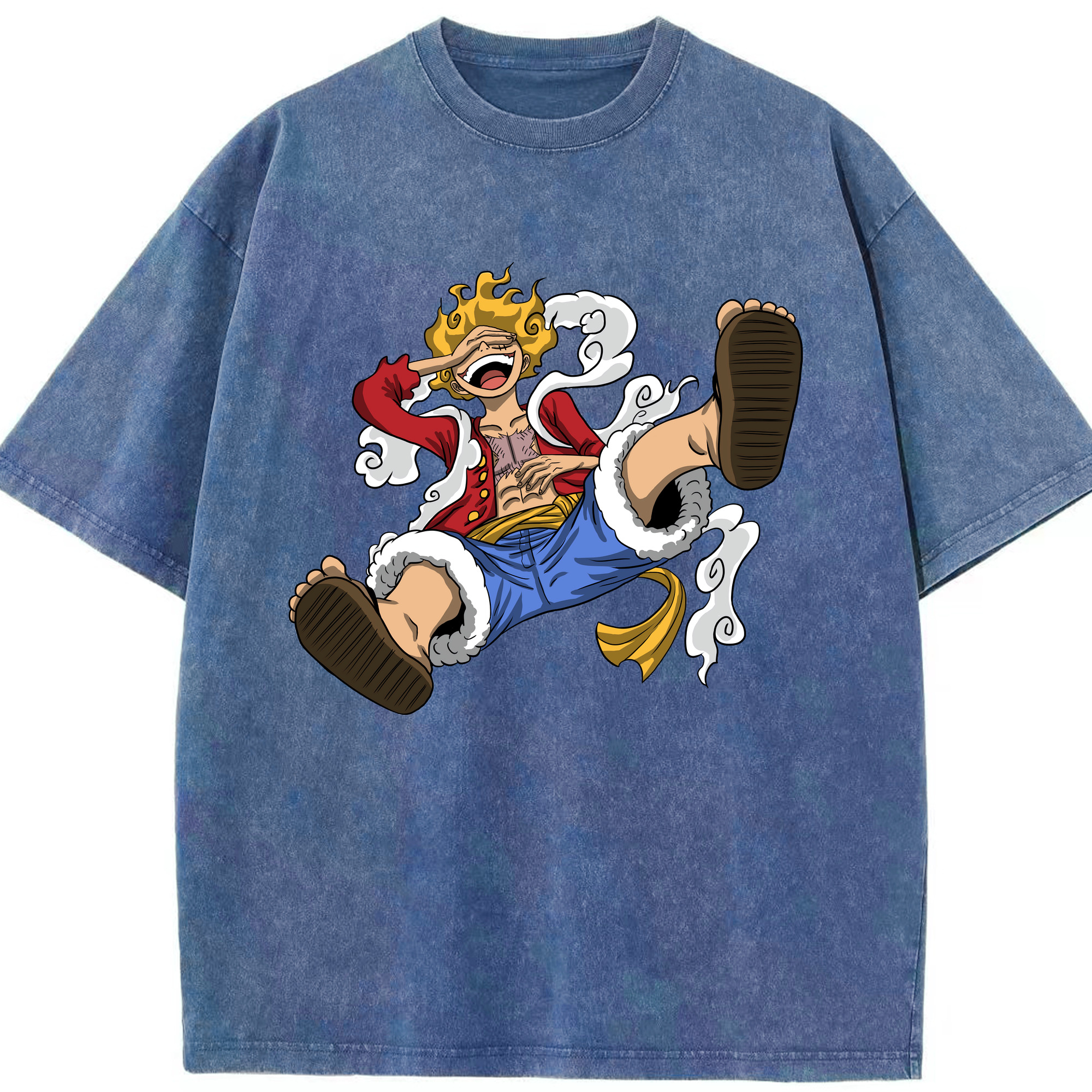 ワンピース モンキー・D・ルフィ ONE PIECE Monkey D. Luffy 綿100% ヴィンテージ風 半袖Tシャツ（フロントプリント）
