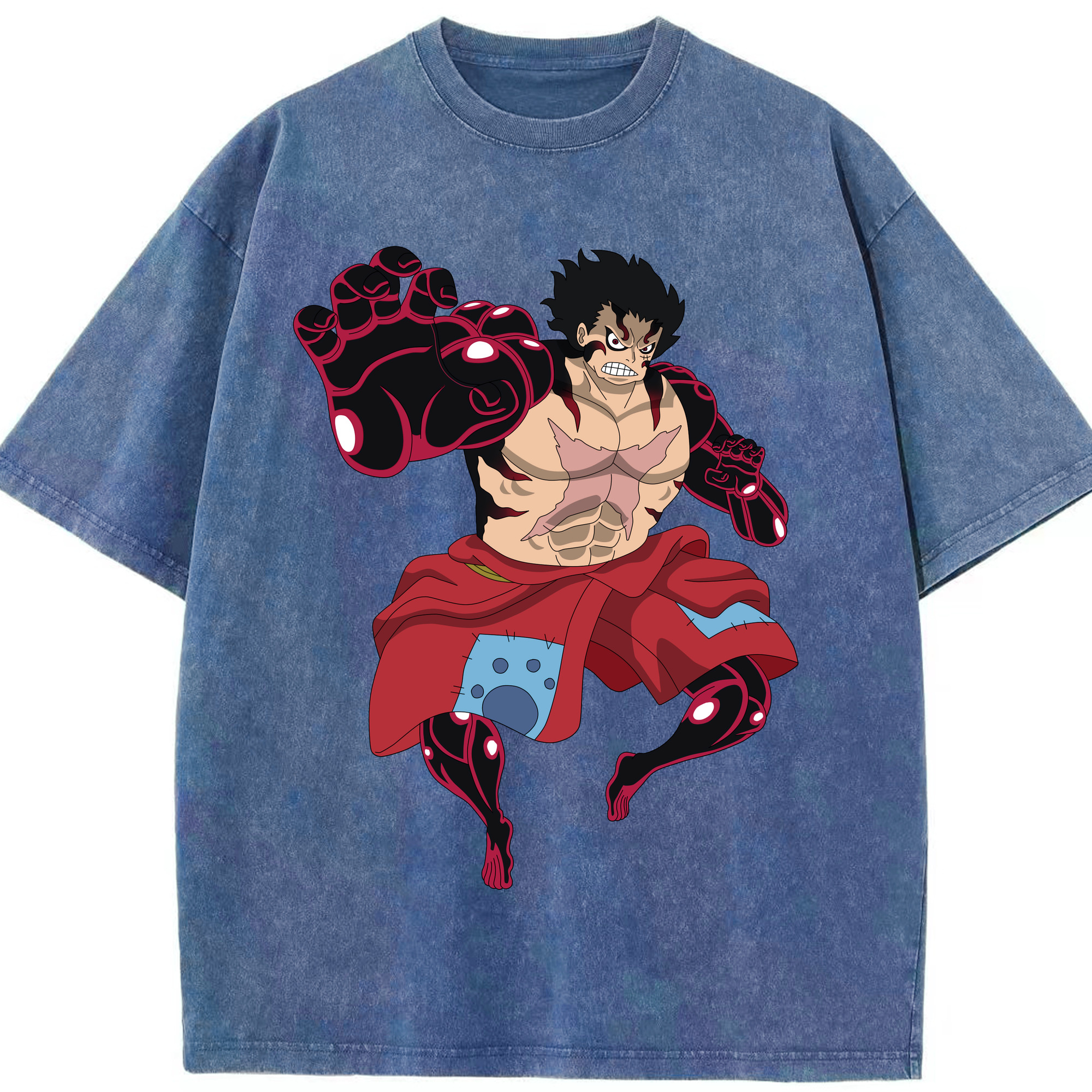 ワンピース モンキー・D・ルフィ ONE PIECE Monkey D. Luffy 綿100% ヴィンテージ風 半袖Tシャツ（フロントプリント）