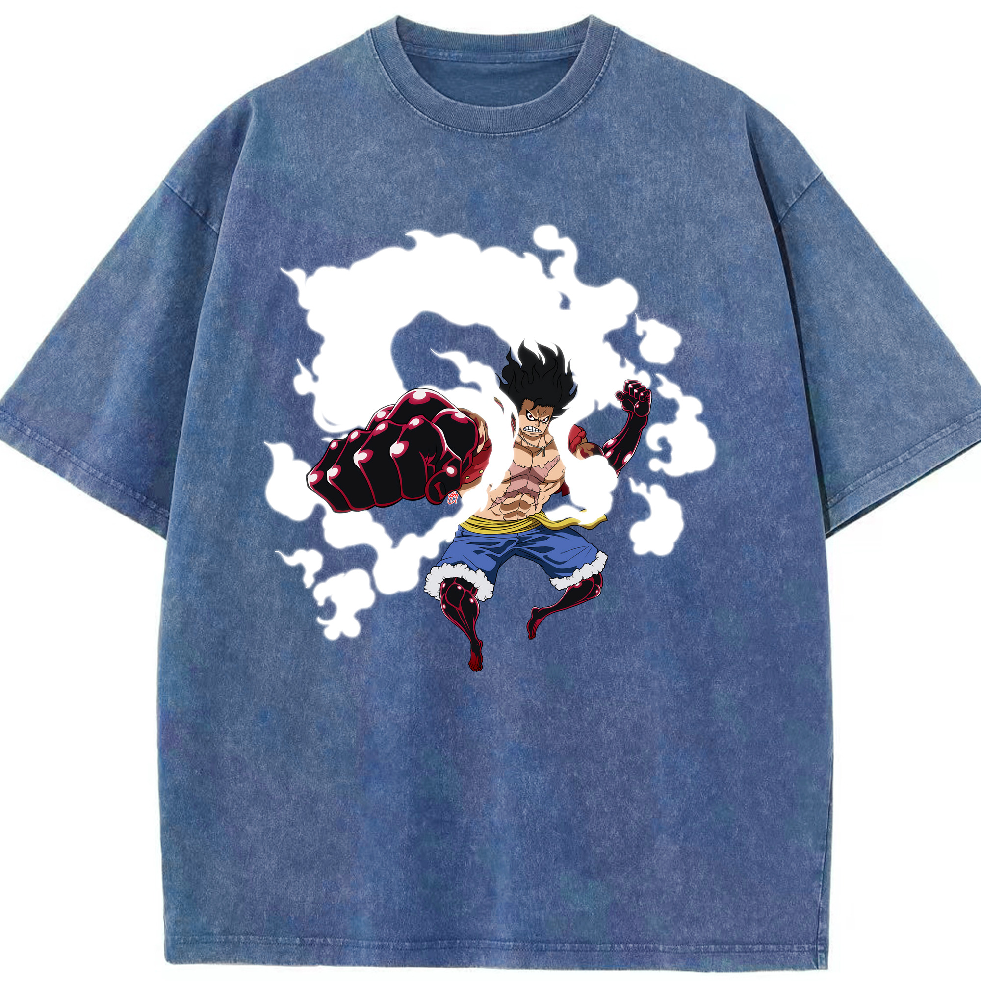 ワンピース モンキー・D・ルフィ ONE PIECE Monkey D. Luffy 綿100% ヴィンテージ風 半袖Tシャツ（フロントプリント）
