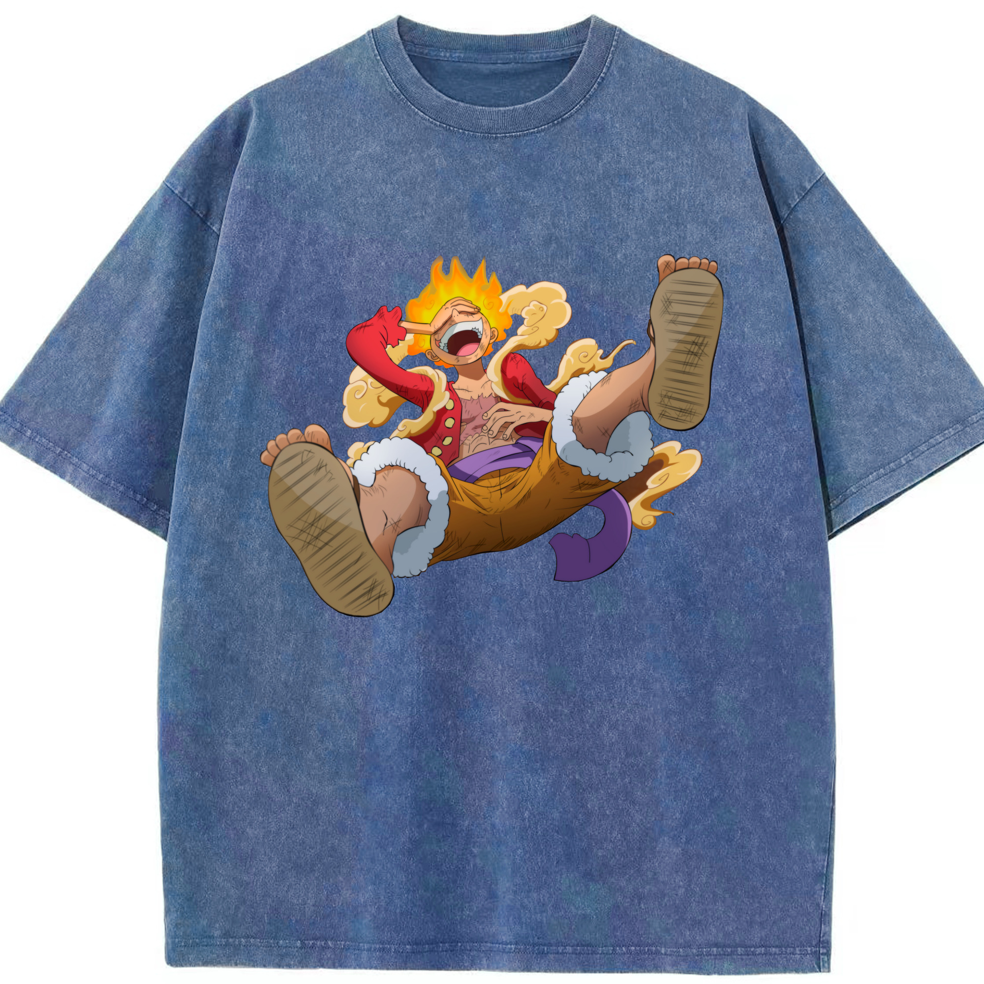 ワンピース モンキー・D・ルフィ ONE PIECE Monkey D. Luffy 綿100% ヴィンテージ風 半袖Tシャツ（フロントプリント）
