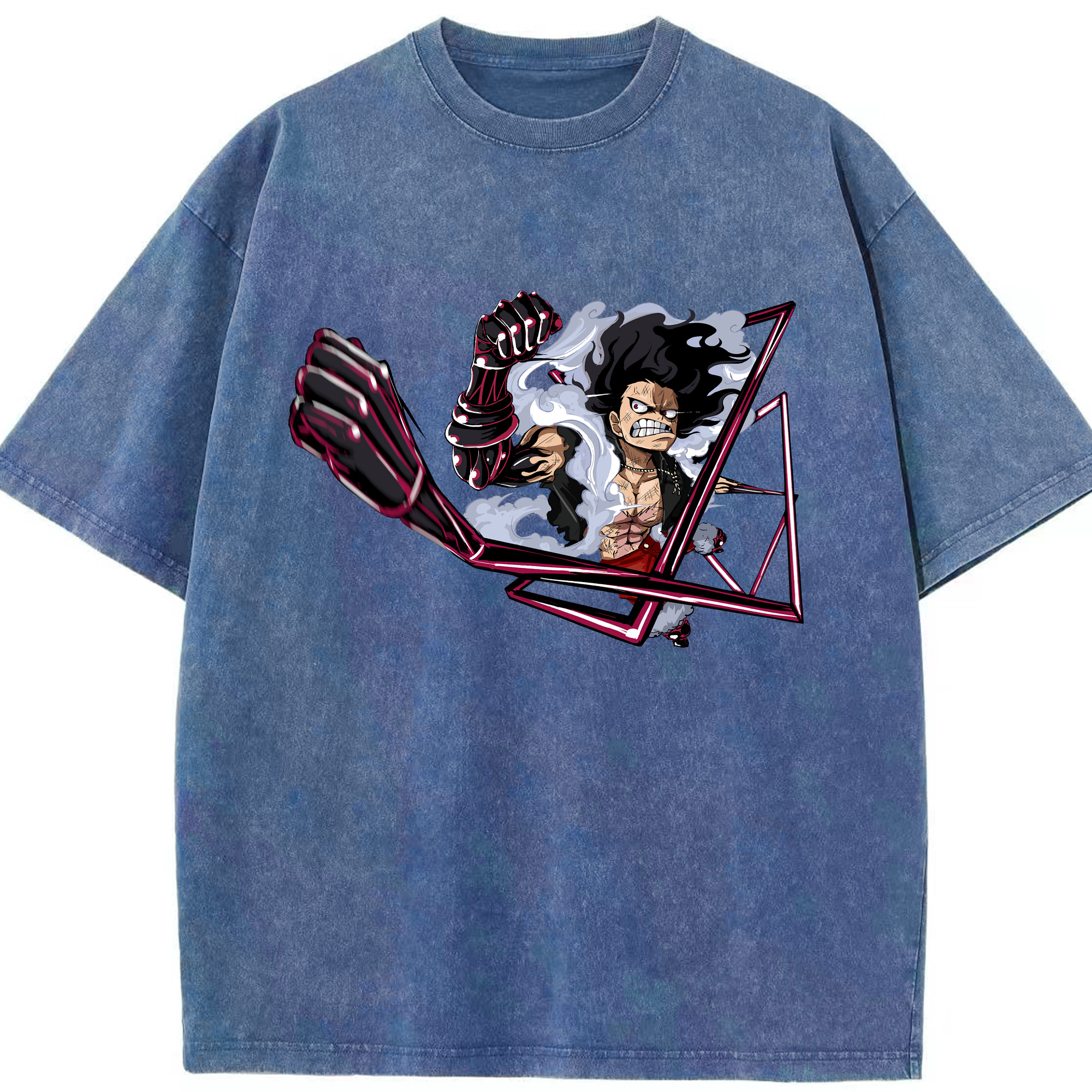 ワンピース モンキー・D・ルフィ ONE PIECE Monkey D. Luffy 綿100% ヴィンテージ風 半袖Tシャツ（フロントプリント）