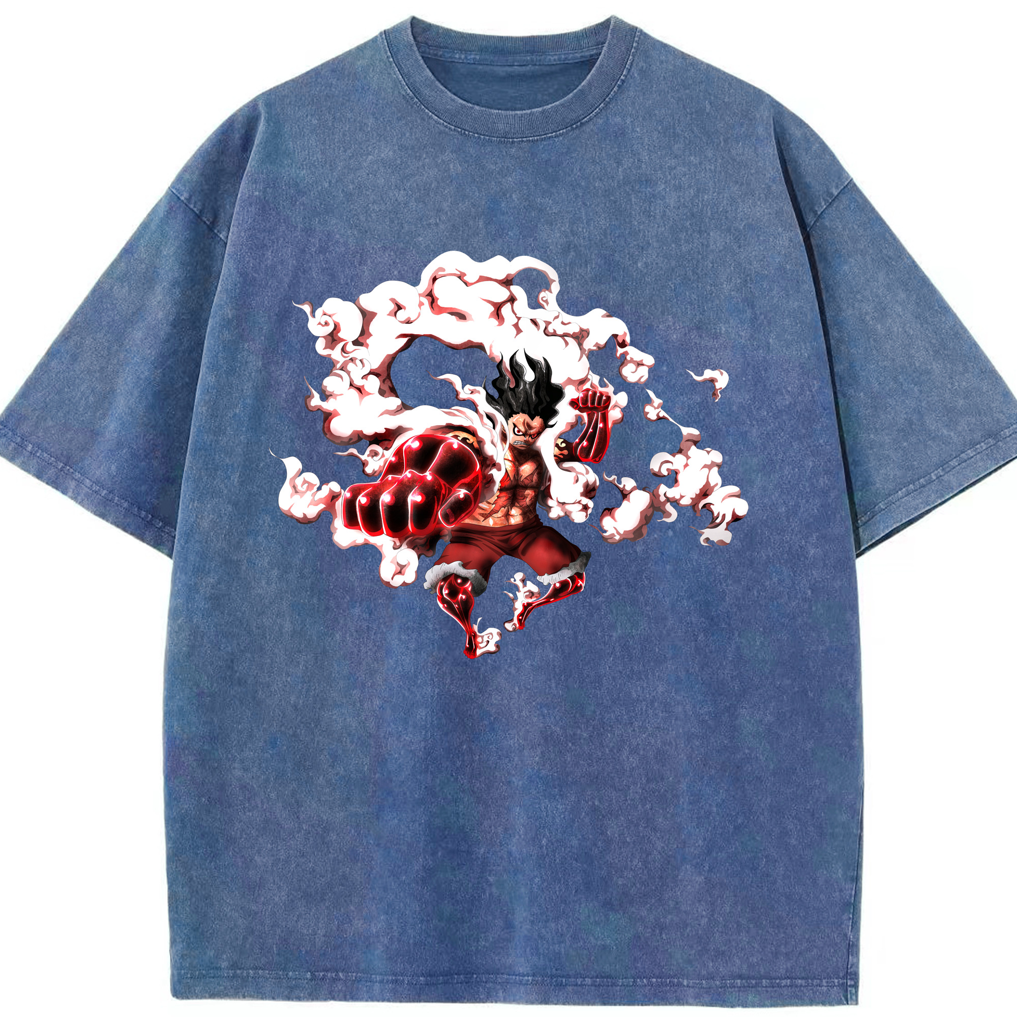 ワンピース モンキー・D・ルフィ ONE PIECE Monkey D. Luffy 綿100% ヴィンテージ風 半袖Tシャツ（フロントプリント）