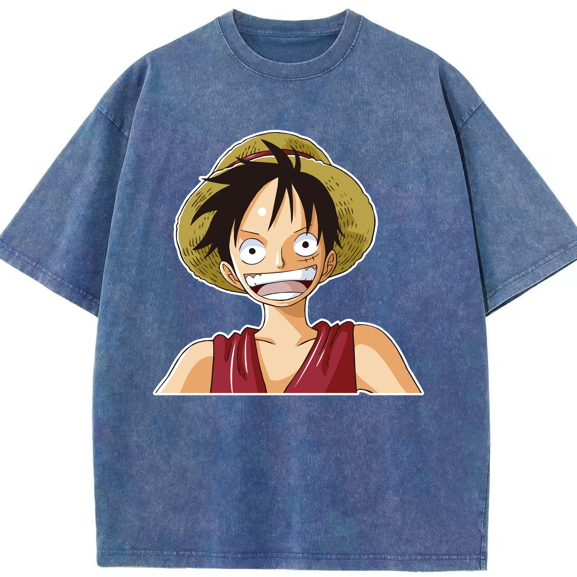 ワンピース モンキー・D・ルフィ ONE PIECE Monkey D. Luffy 綿100% ヴィンテージ風 半袖Tシャツ（フロントプリント）