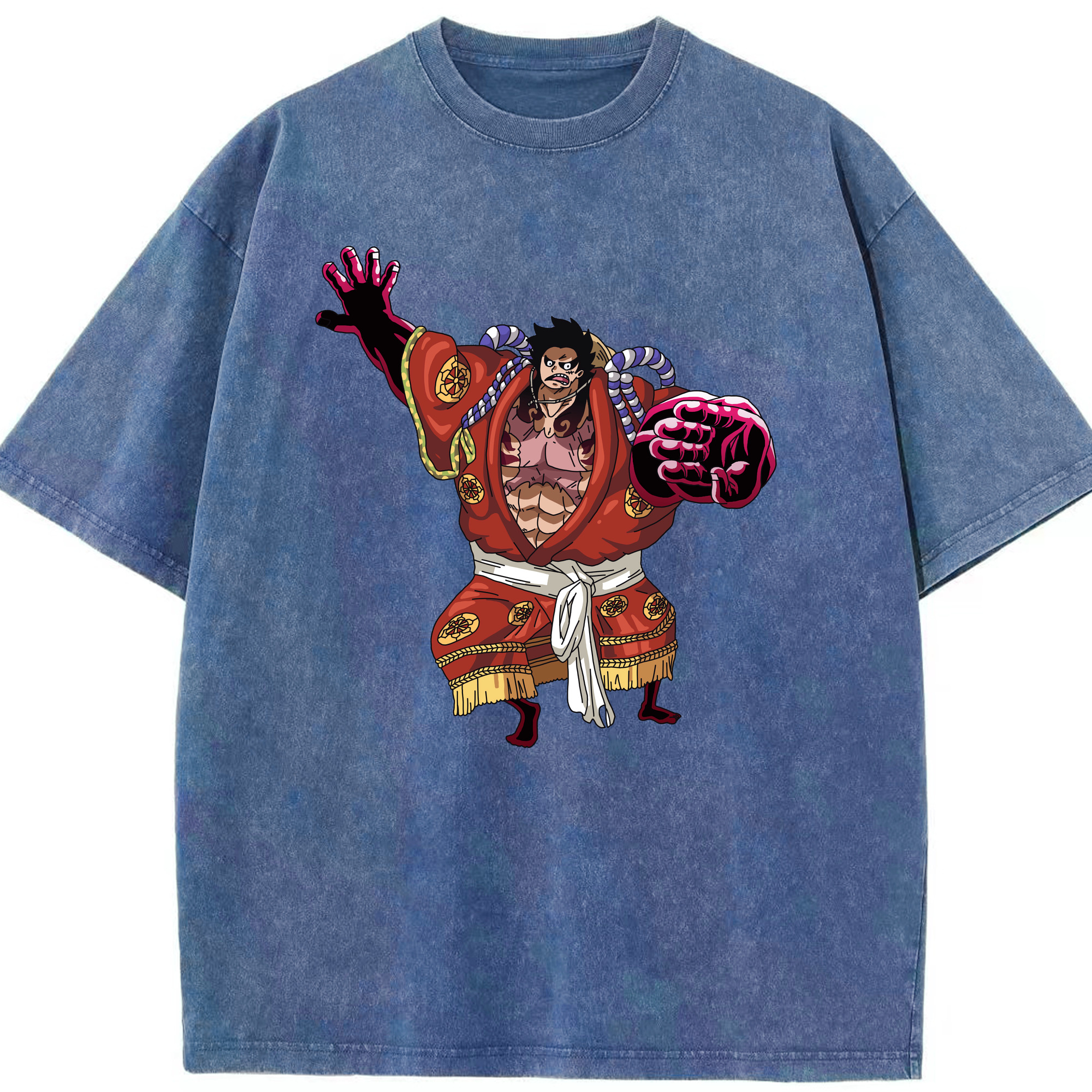 ワンピース モンキー・D・ルフィ ONE PIECE Monkey D. Luffy 綿100% ヴィンテージ風 半袖Tシャツ（フロントプリント）