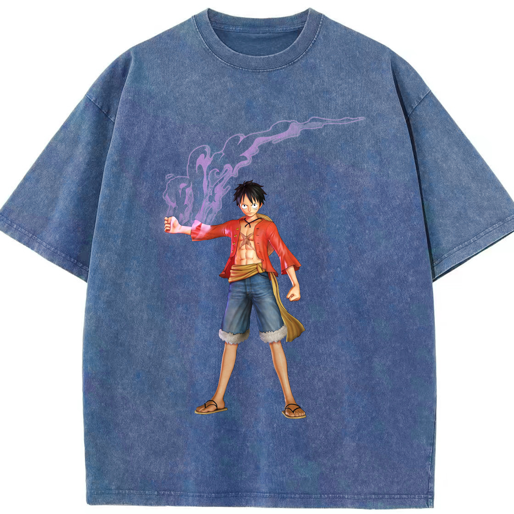 ワンピース モンキー・D・ルフィ ONE PIECE Monkey D. Luffy 綿100% ヴィンテージ風 半袖Tシャツ（フロントプリント）