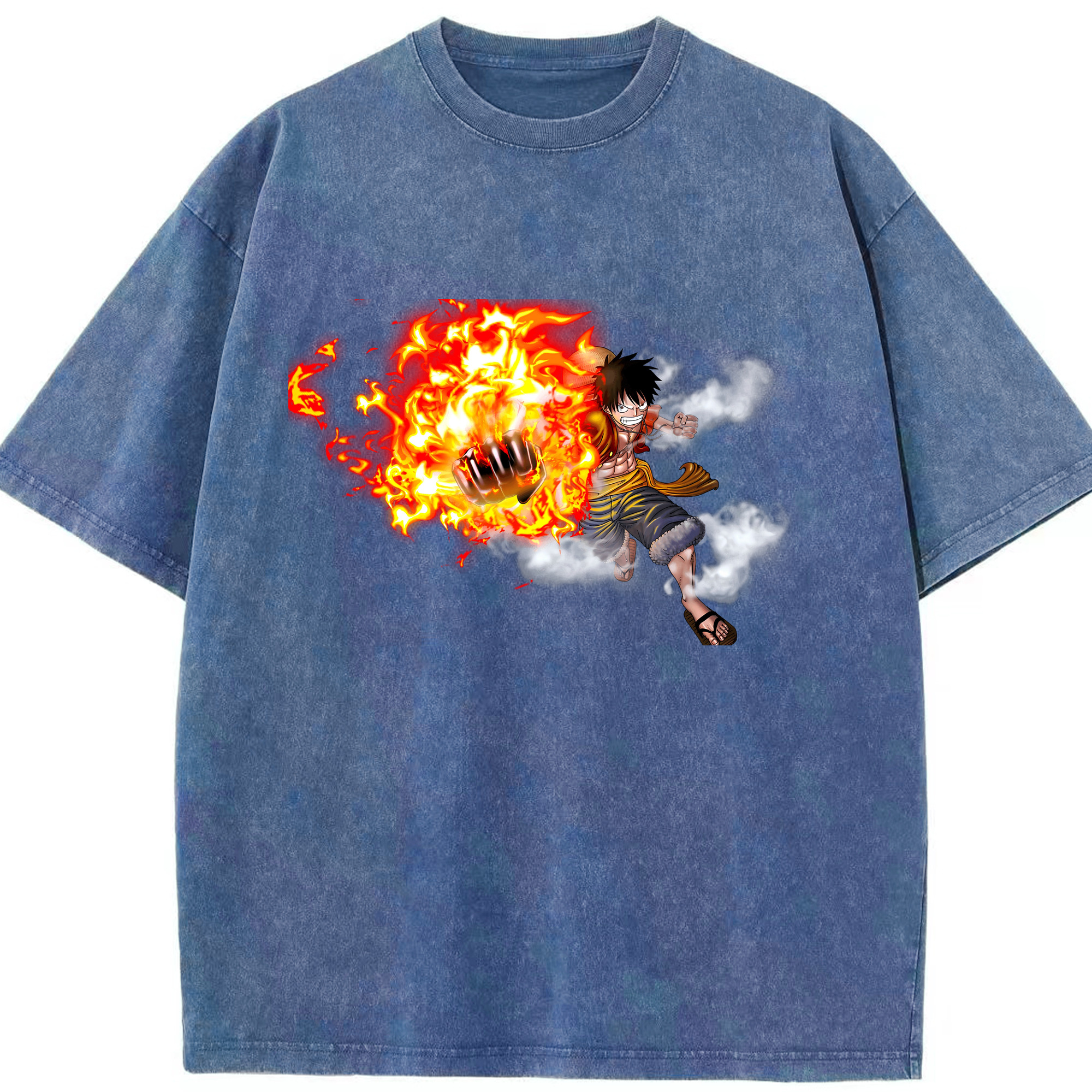ワンピース モンキー・D・ルフィ ONE PIECE Monkey D. Luffy 綿100% ヴィンテージ風 半袖Tシャツ（フロントプリント）