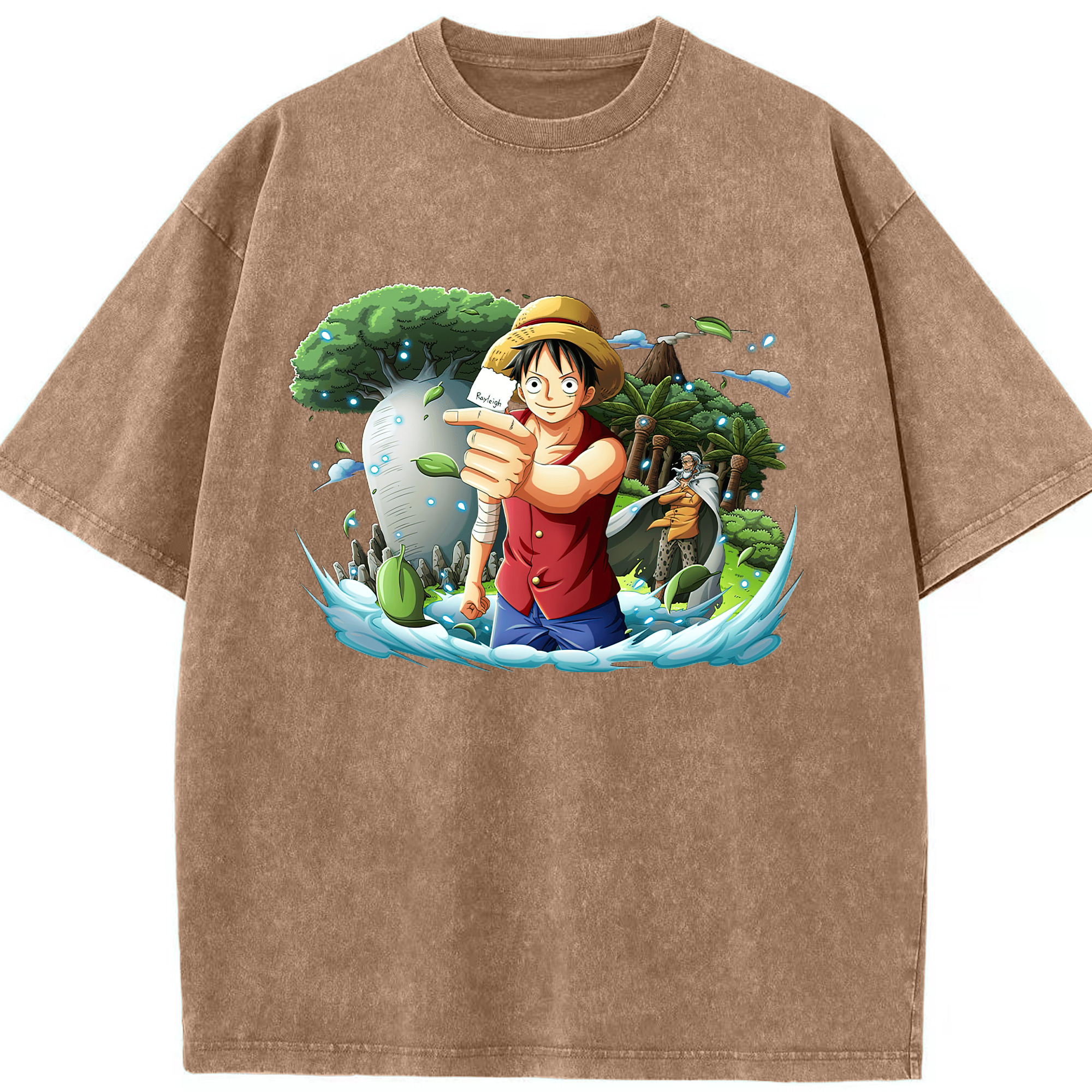 ワンピース モンキー・D・ルフィ ONE PIECE Monkey D. Luffy 綿100% ヴィンテージ風 半袖Tシャツ（フロントプリント）