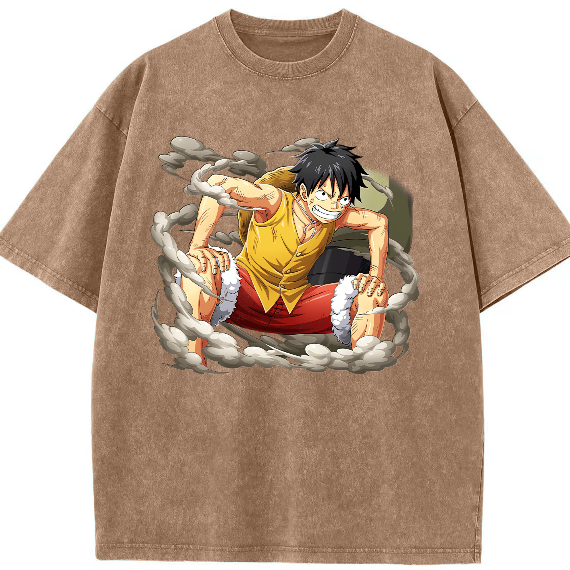 ワンピース モンキー・D・ルフィ ONE PIECE Monkey D. Luffy 綿100% ヴィンテージ風 半袖Tシャツ（フロントプリント）