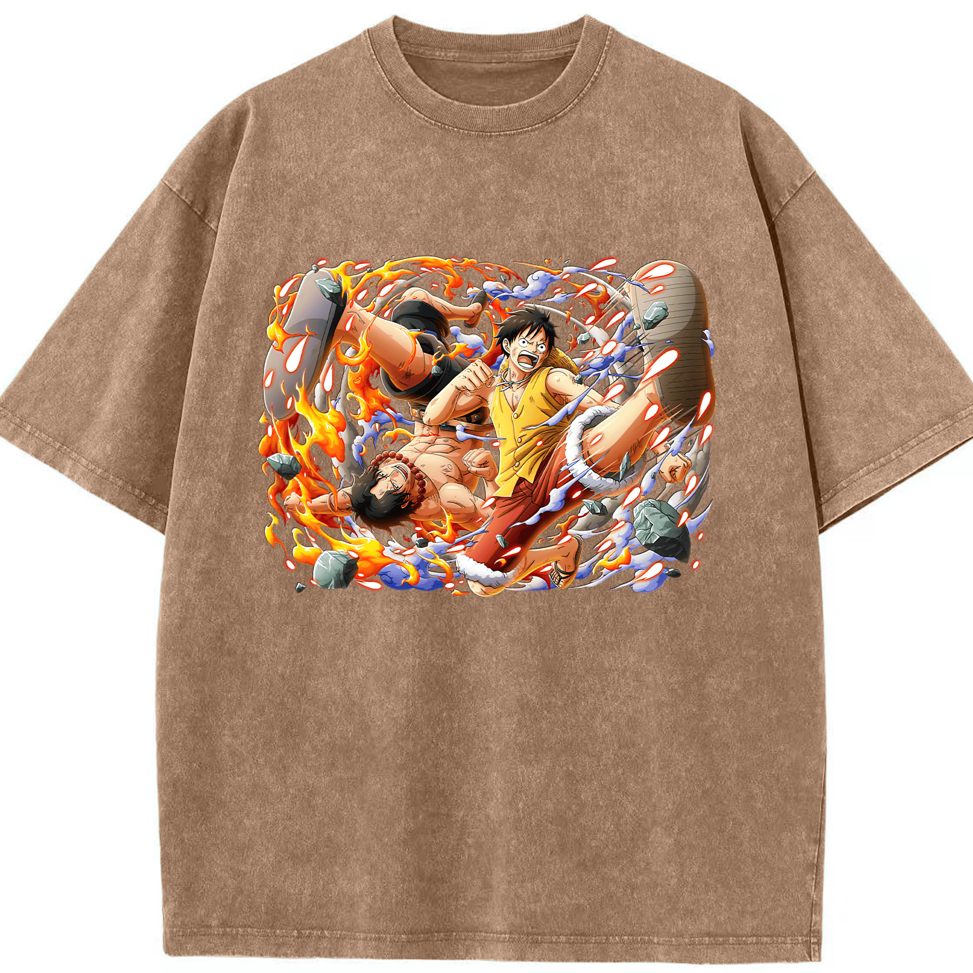 （画像用） ワンピース モンキー・D・ルフィ ONE PIECE Monkey D. Luffy 綿100% ヴィンテージ風 半袖Tシャツ（フロントプリント）