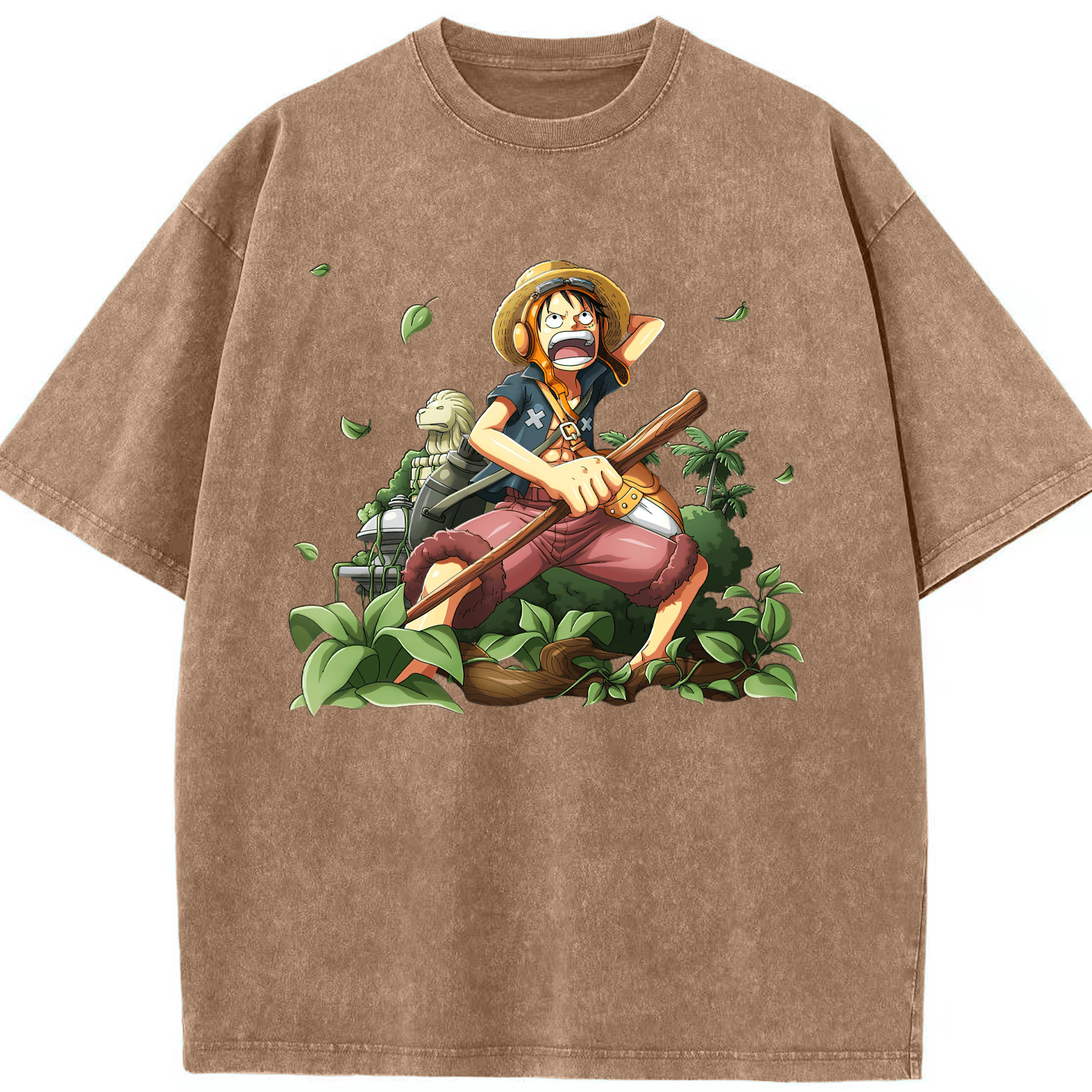 （画像用） ワンピース モンキー・D・ルフィ ONE PIECE Monkey D. Luffy 綿100% ヴィンテージ風 半袖Tシャツ（フロントプリント）