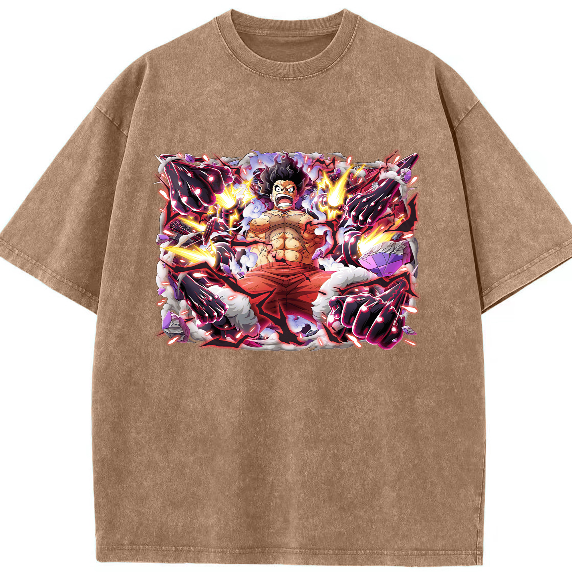 ワンピース モンキー・D・ルフィ ONE PIECE Monkey D. Luffy 綿100% ヴィンテージ風 半袖Tシャツ（フロントプリント）