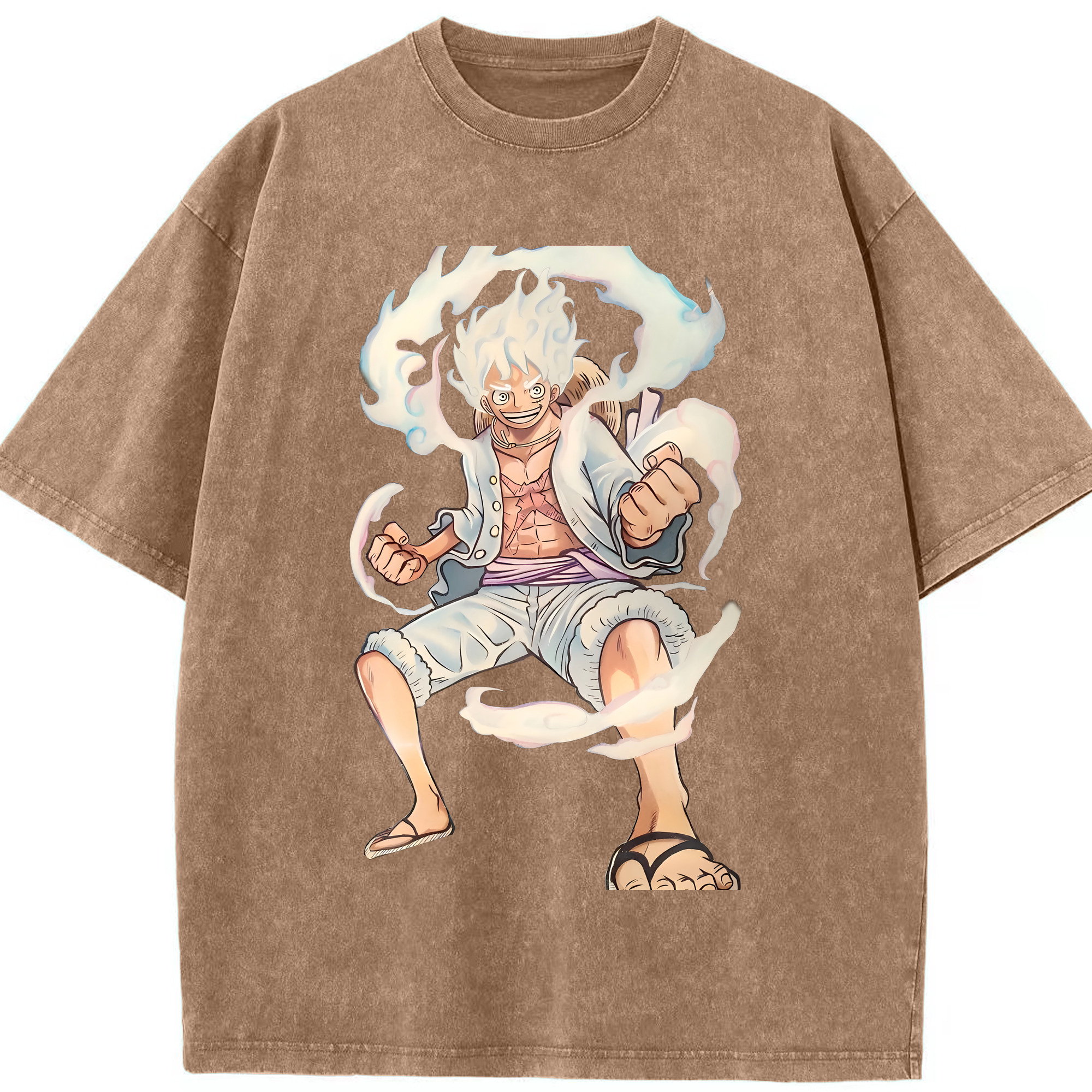 ワンピース モンキー・D・ルフィ ONE PIECE Monkey D. Luffy 綿100% ヴィンテージ風 半袖Tシャツ（フロントプリント）