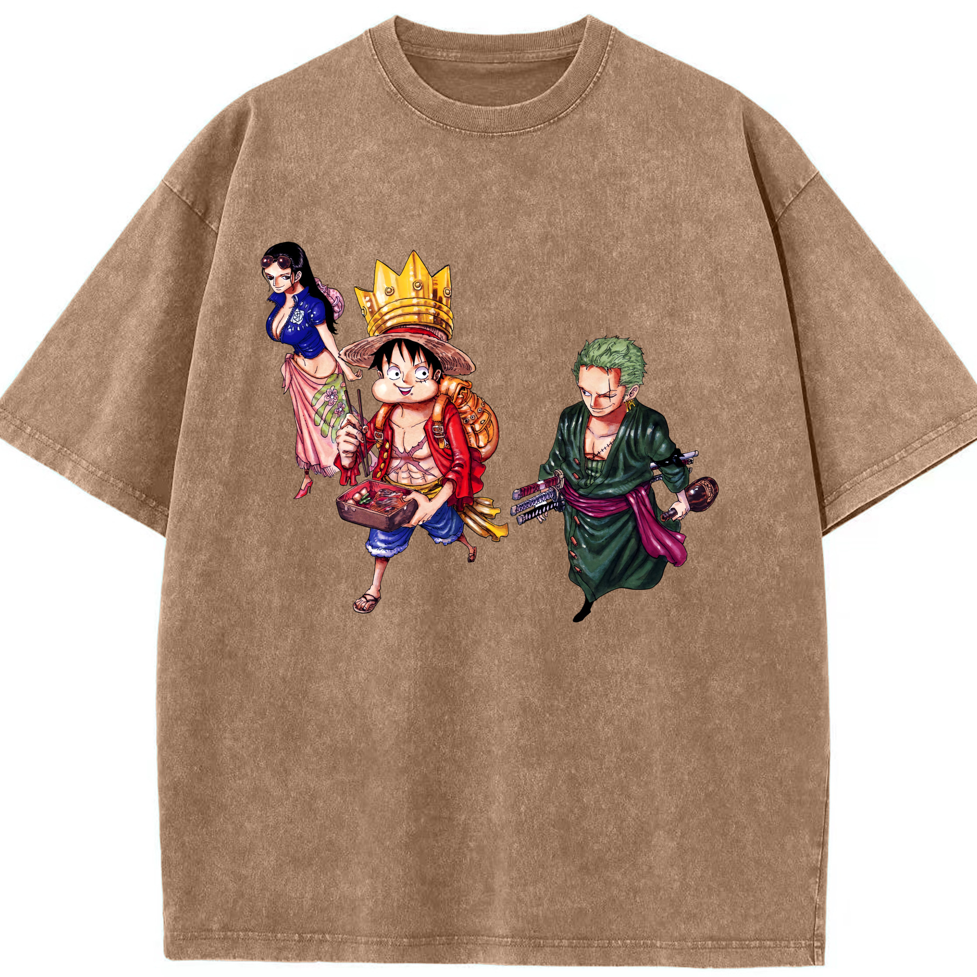 ワンピース モンキー・D・ルフィ ONE PIECE Monkey D. Luffy 綿100% ヴィンテージ風 半袖Tシャツ（フロントプリント）