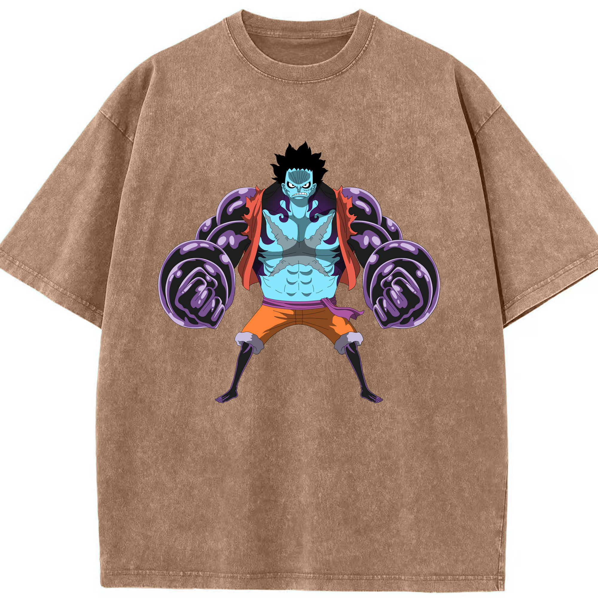ワンピース モンキー・D・ルフィ ONE PIECE Monkey D. Luffy 綿100% ヴィンテージ風 半袖Tシャツ（フロントプリント）