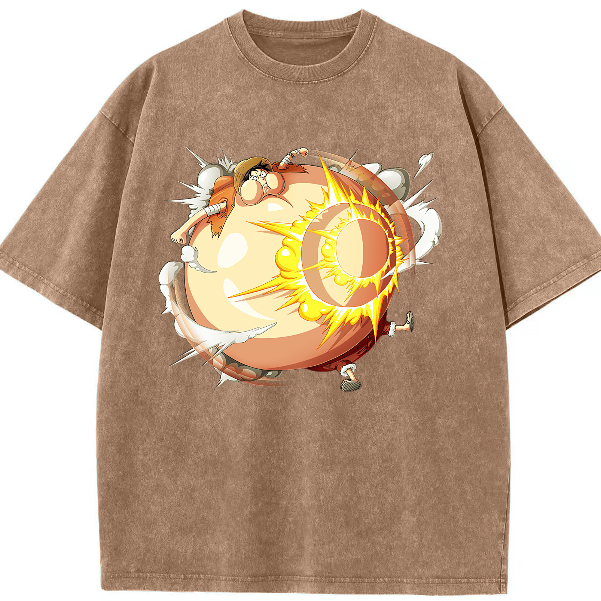 （画像用） ワンピース モンキー・D・ルフィ ONE PIECE Monkey D. Luffy 綿100% ヴィンテージ風 半袖Tシャツ（フロントプリント）
