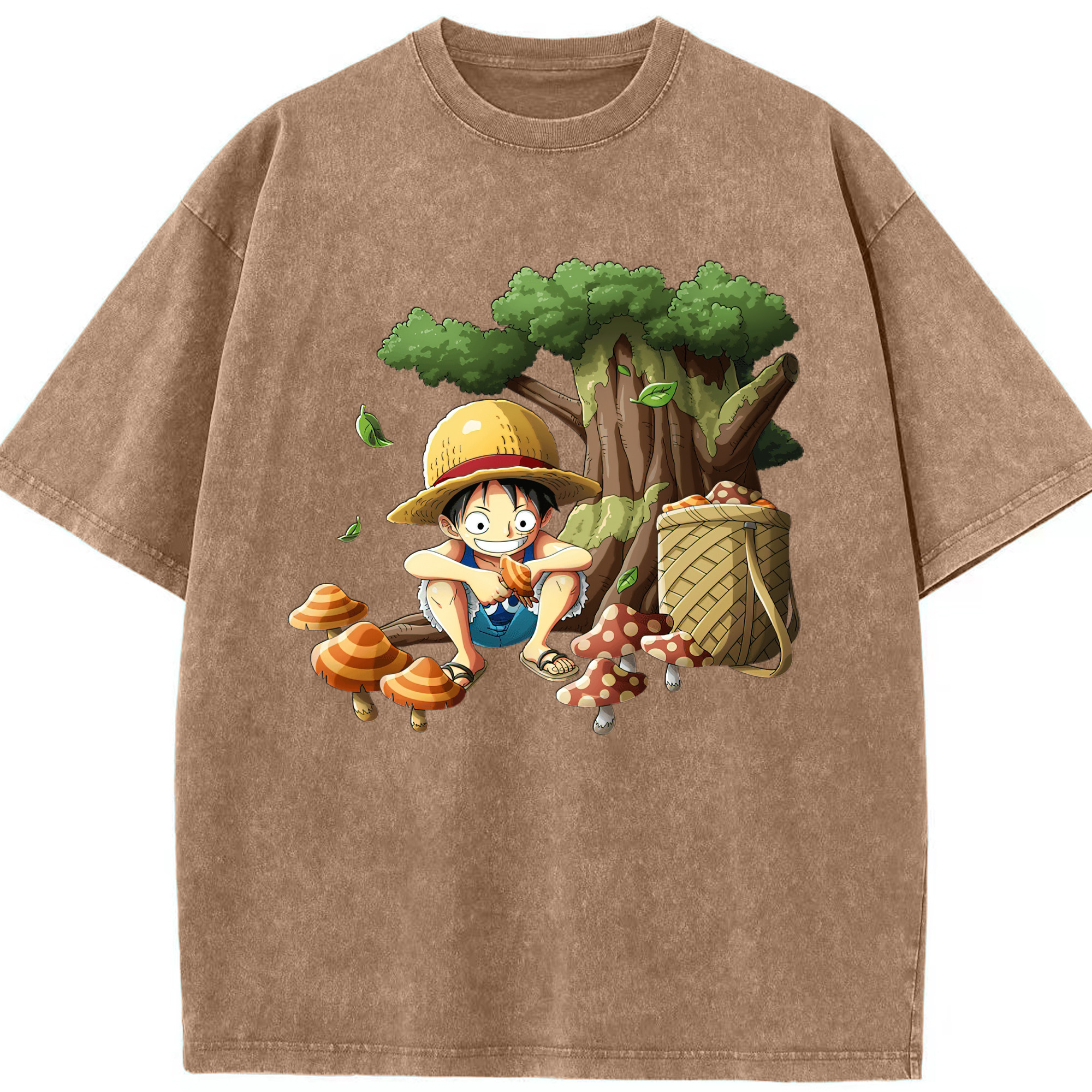 （画像用） ワンピース モンキー・D・ルフィ ONE PIECE Monkey D. Luffy 綿100% ヴィンテージ風 半袖Tシャツ（フロントプリント）