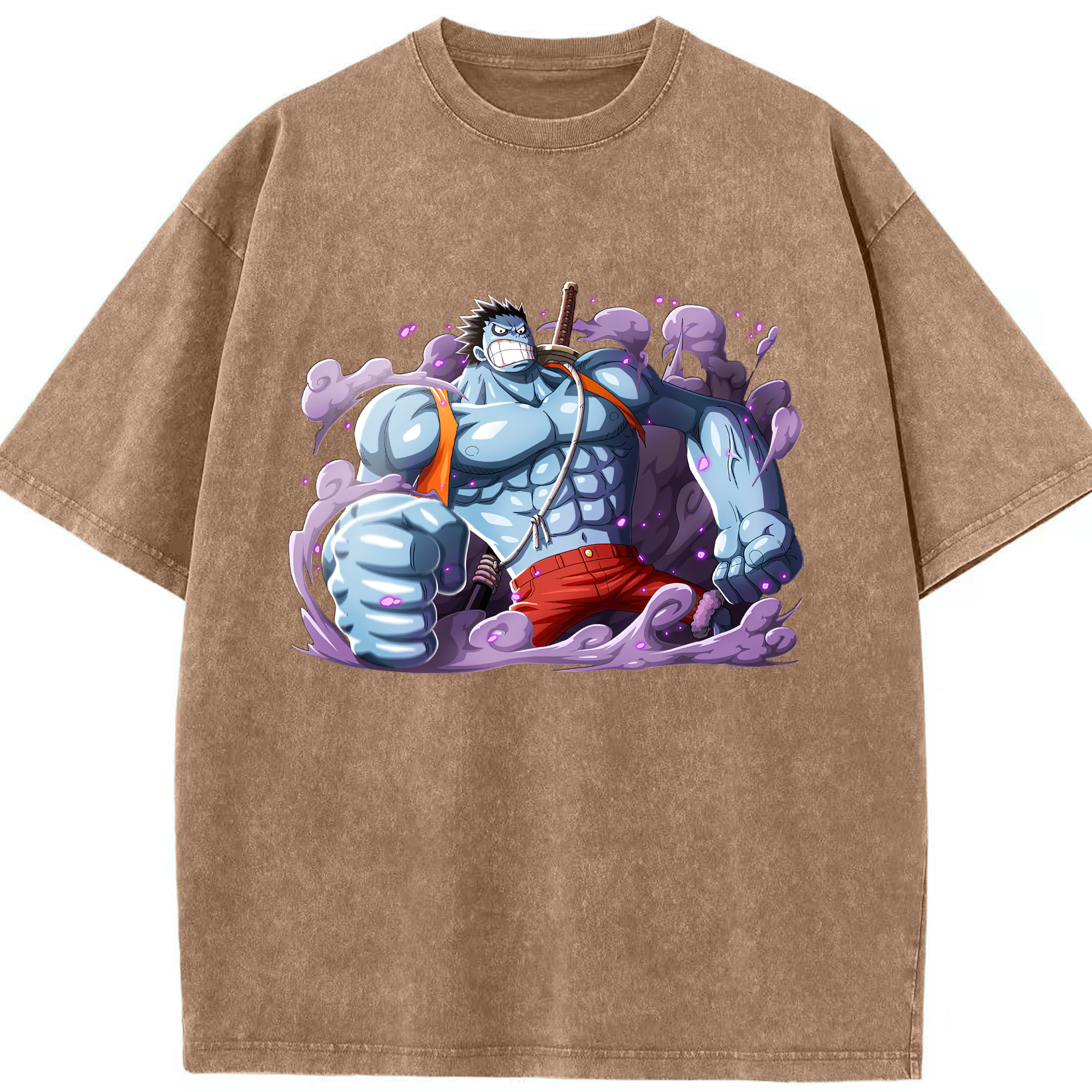 ワンピース モンキー・D・ルフィ ONE PIECE Monkey D. Luffy 綿100% ヴィンテージ風 半袖Tシャツ（フロントプリント）