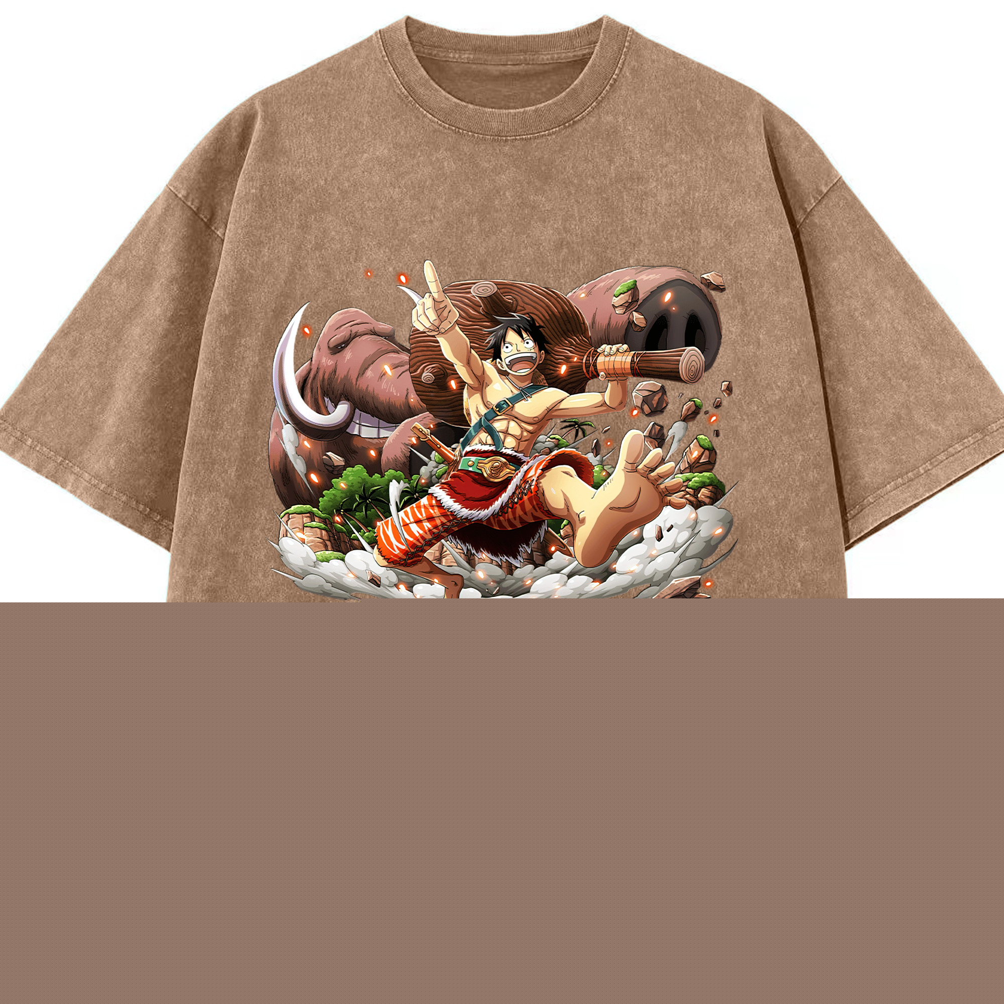 ワンピース モンキー・D・ルフィ ONE PIECE Monkey D. Luffy 綿100% ヴィンテージ風 半袖Tシャツ（フロントプリント）
