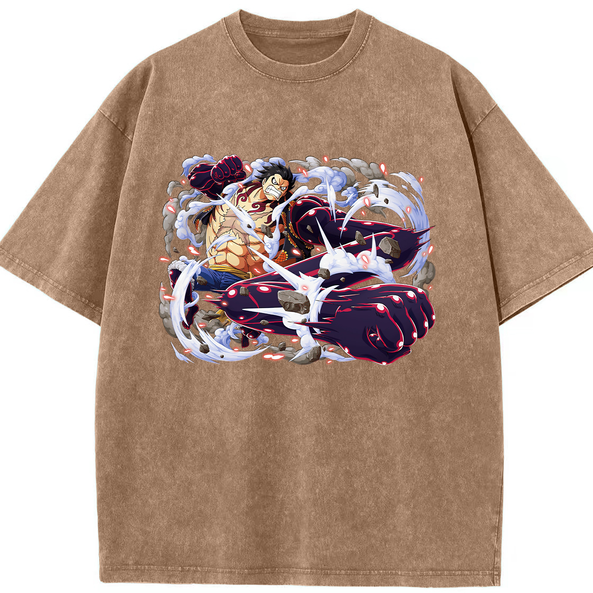 ワンピース モンキー・D・ルフィ ONE PIECE Monkey D. Luffy 綿100% ヴィンテージ風 半袖Tシャツ（フロントプリント）
